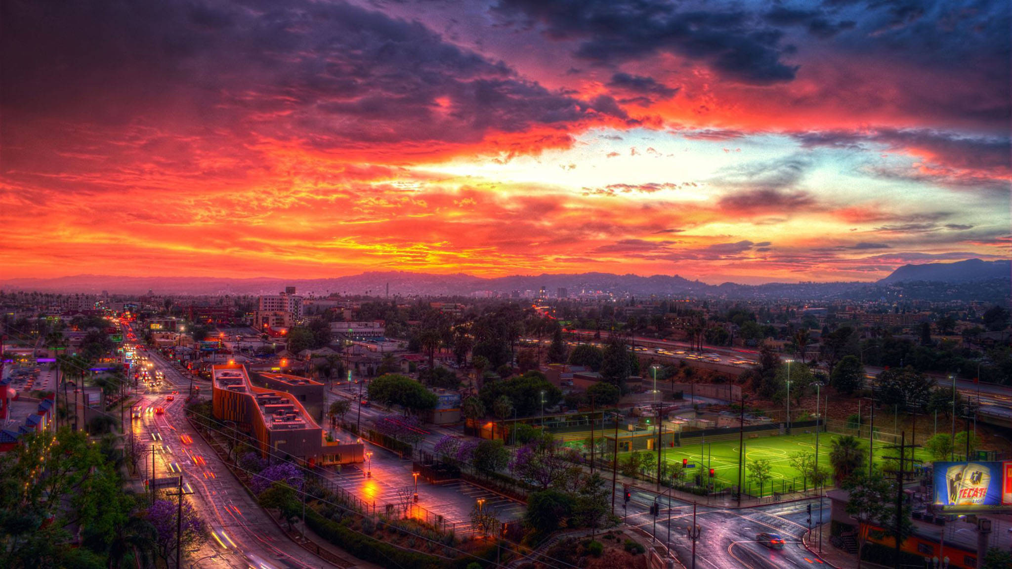 Kızıl Los Angeles Gün Batımı Duvar Kağıdı