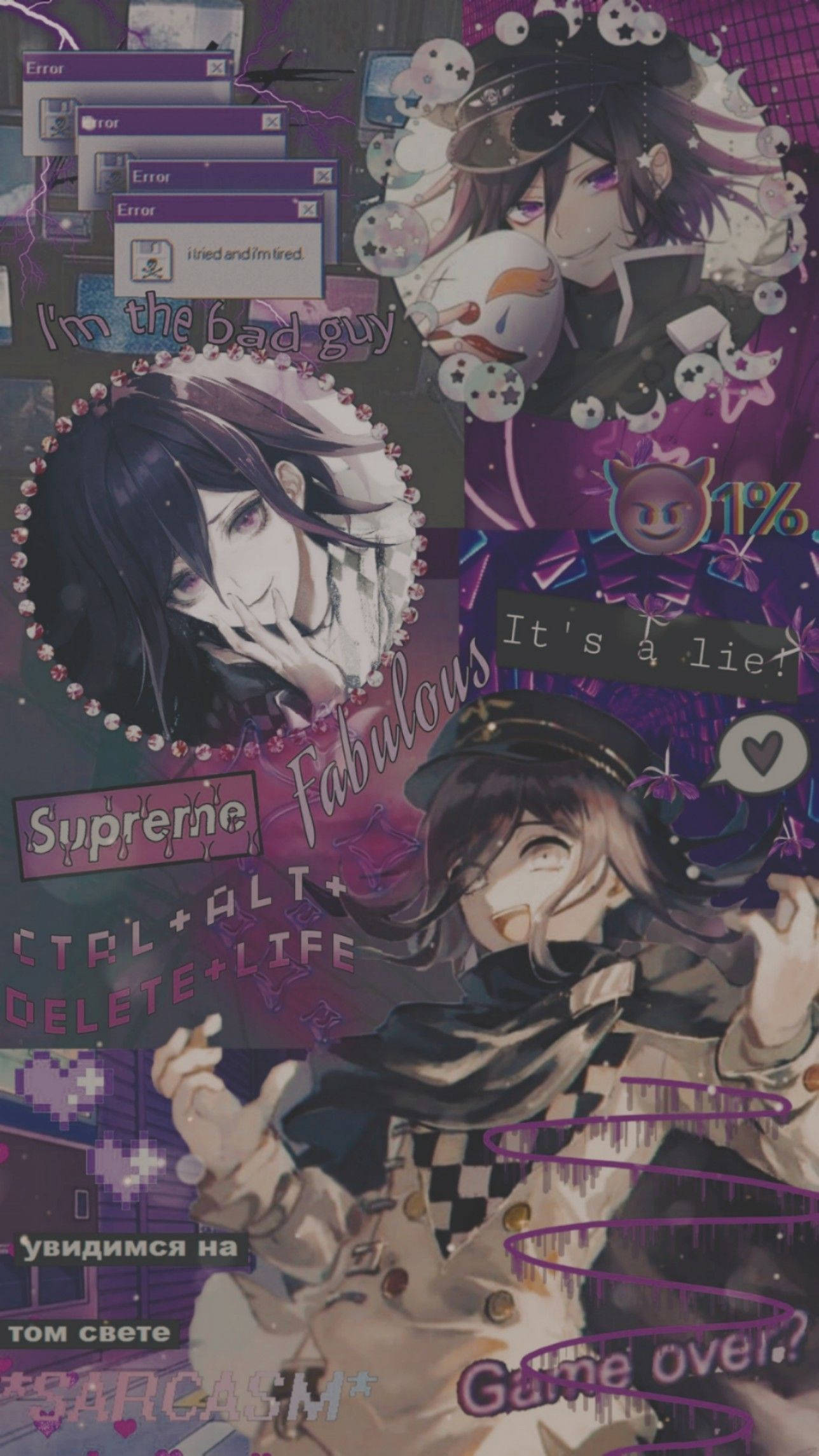 Kokichi Oma Mor Alt Estetik Duvar Kağıdı