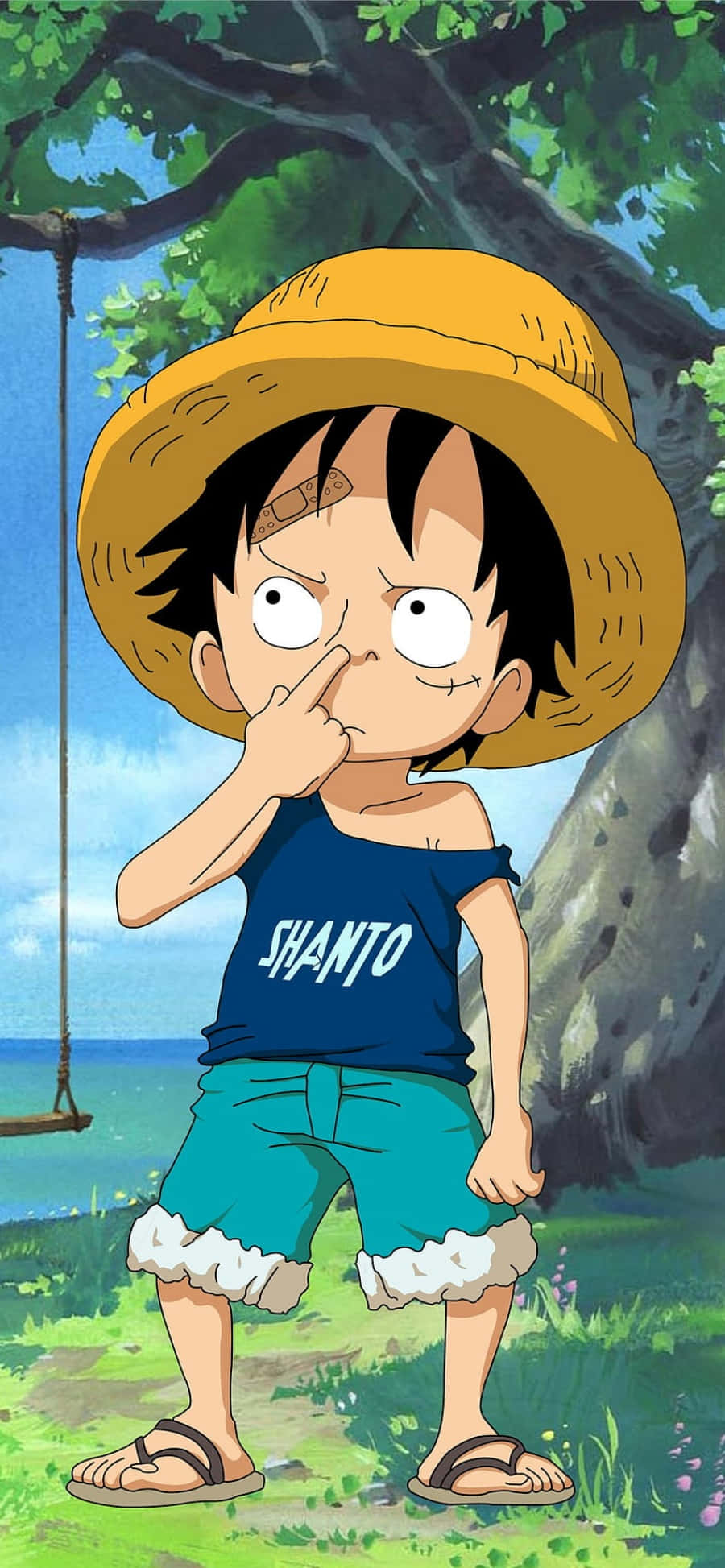 Komik Chibi Luffy Telefon Duvar Kağıdı