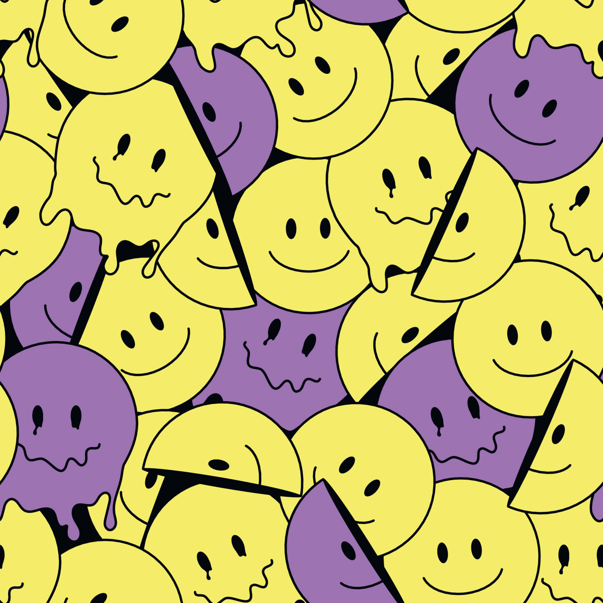 Komik Çılgın Eriyen Desen Estetik Trippy Gülen Yüz Duvar Kağıdı