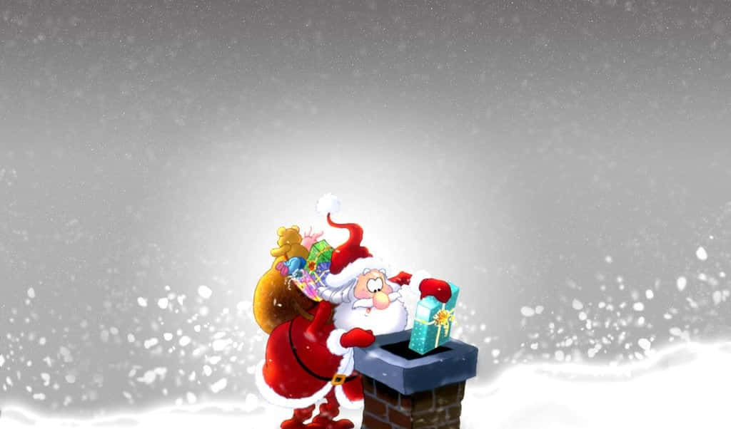 Komik Güneş Gözlüklü Noel Baba Tropikal Plajda Duvar Kağıdı