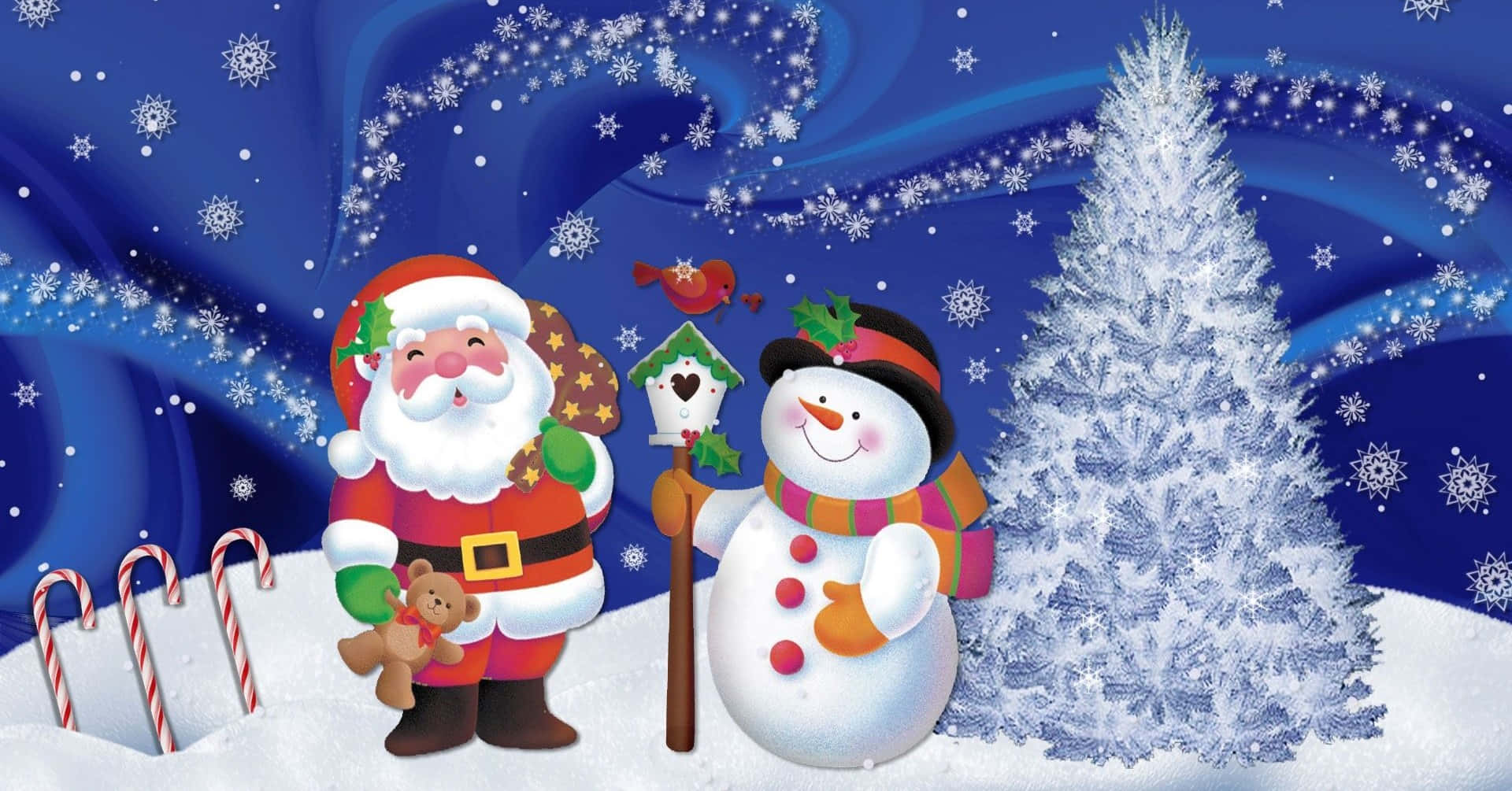 Komik Noel Baba ve Ren Geyiğinin Karlı Kazası Duvar Kağıdı