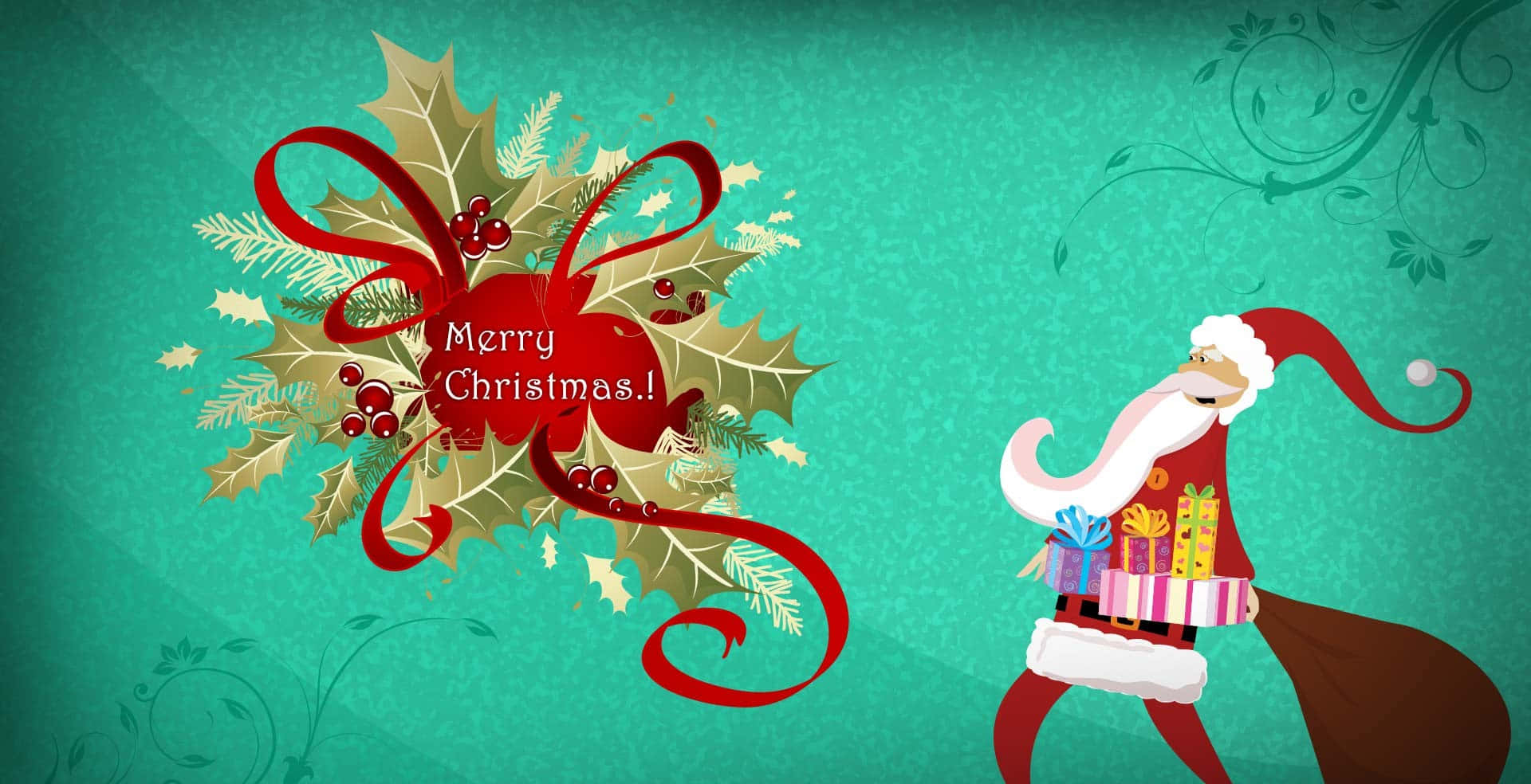 Komik Noel Baba Plaj Tatilinin Keyfini Çıkarıyor Duvar Kağıdı