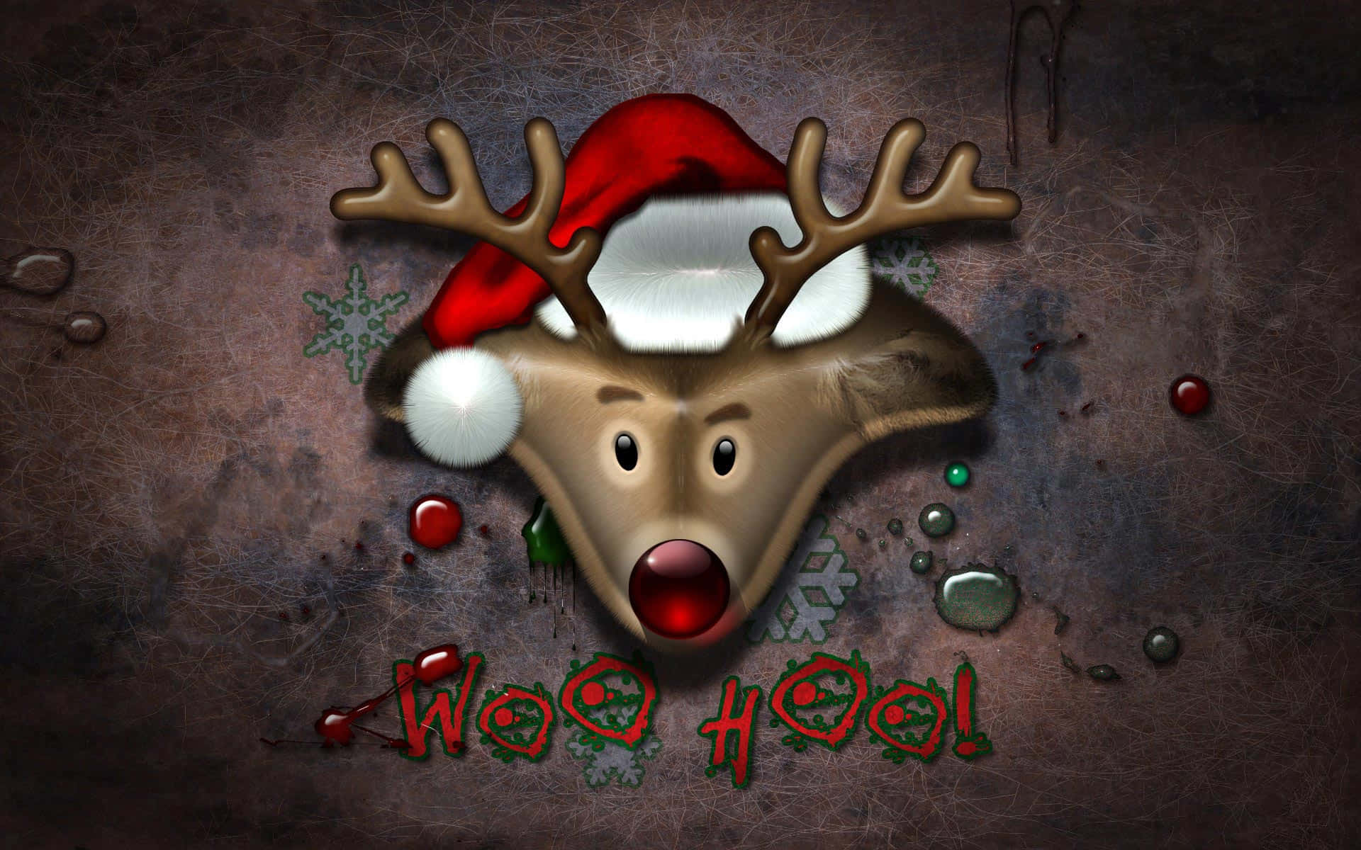 Komik Noel Baba ve Ren Geyiği Beşlik Çakıyor Duvar Kağıdı