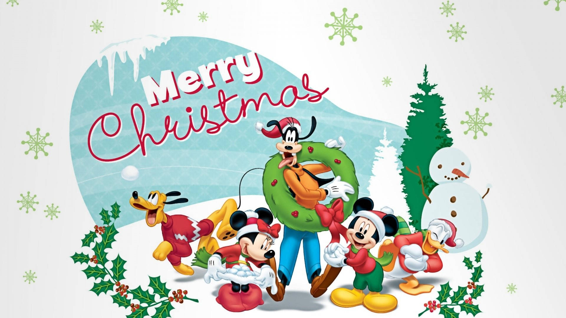 Komik Noel Posteri Mickey Mouse ile Duvar Kağıdı