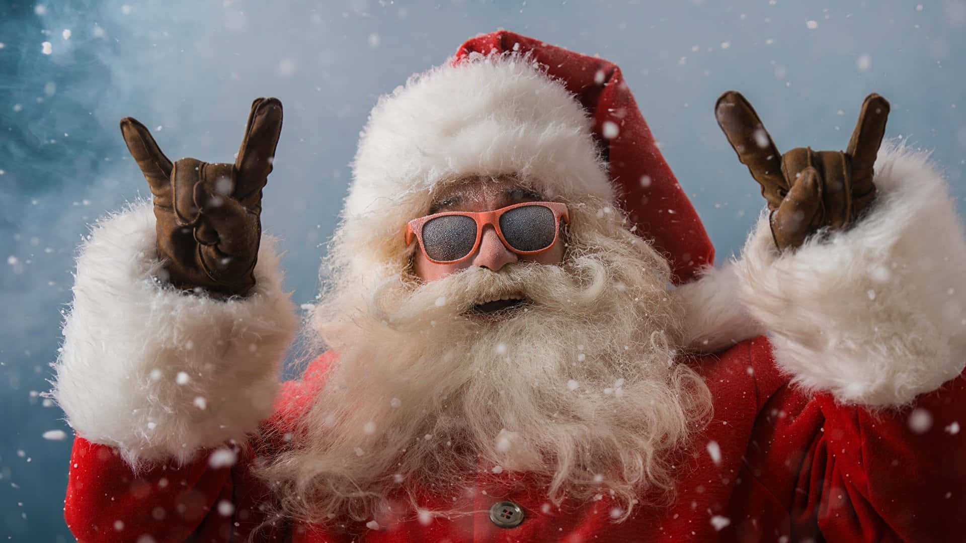 Komik Noel Zoom Arka Planı Santa Claus Rock And Roll Duvar Kağıdı