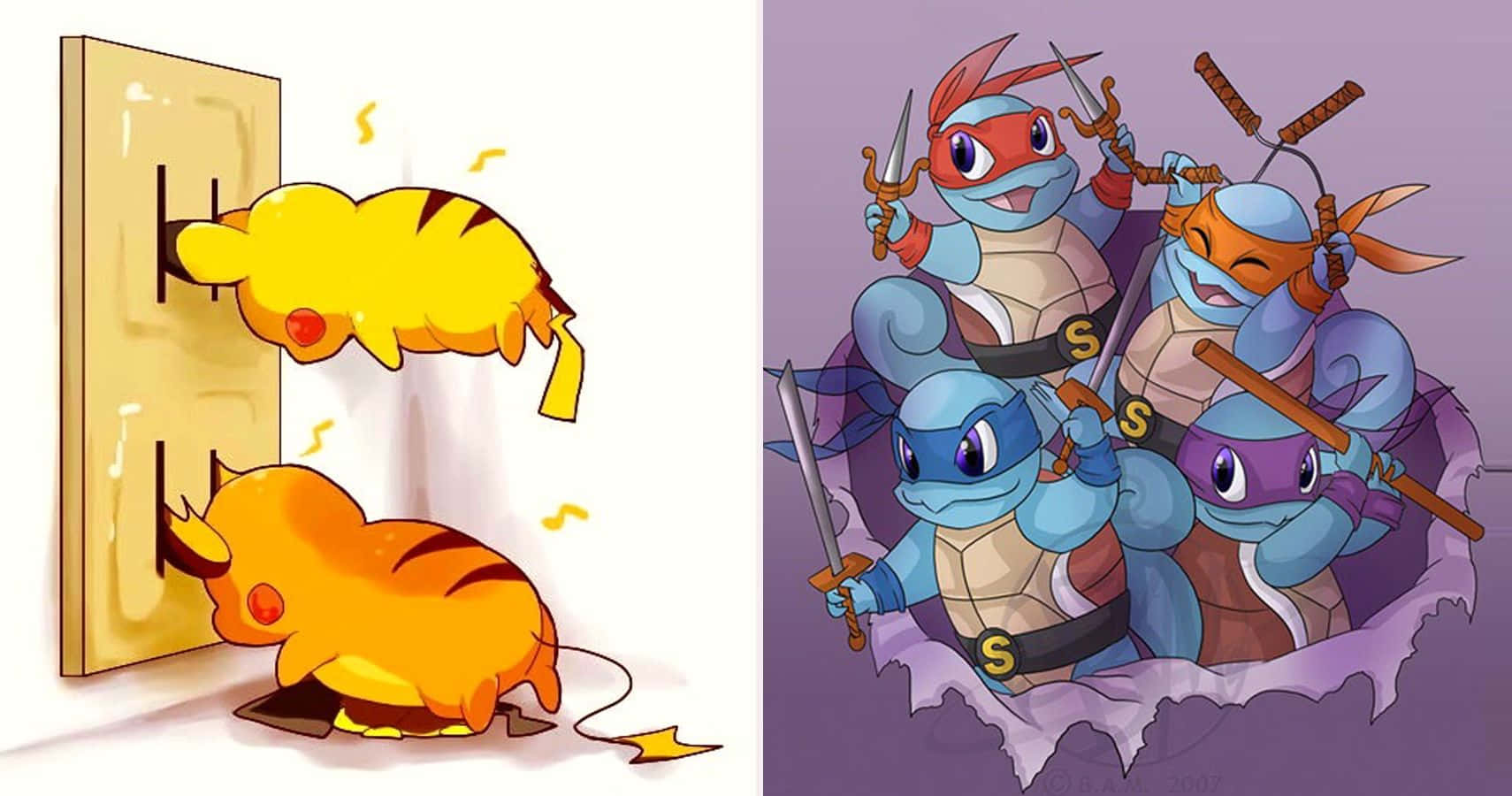 Komik Pokemon Ninjaları ve Pikachu Resmi Duvar Kağıdı