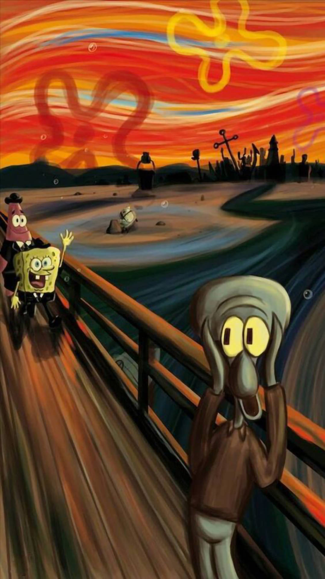 Komik Squidward Çığlığı Estetiği Duvar Kağıdı