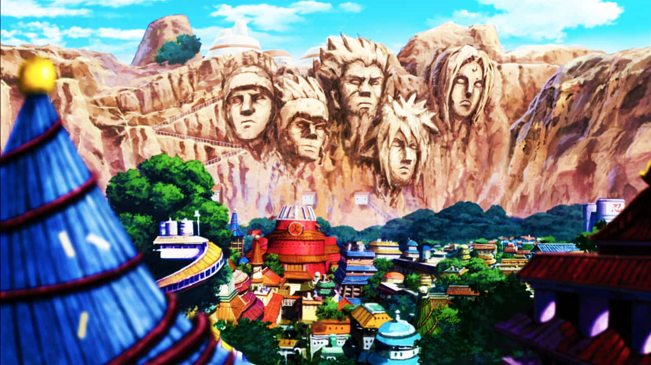 Konohagakure Gizli Yaprak Köyü Beş Hokage Yüzü Duvar Kağıdı