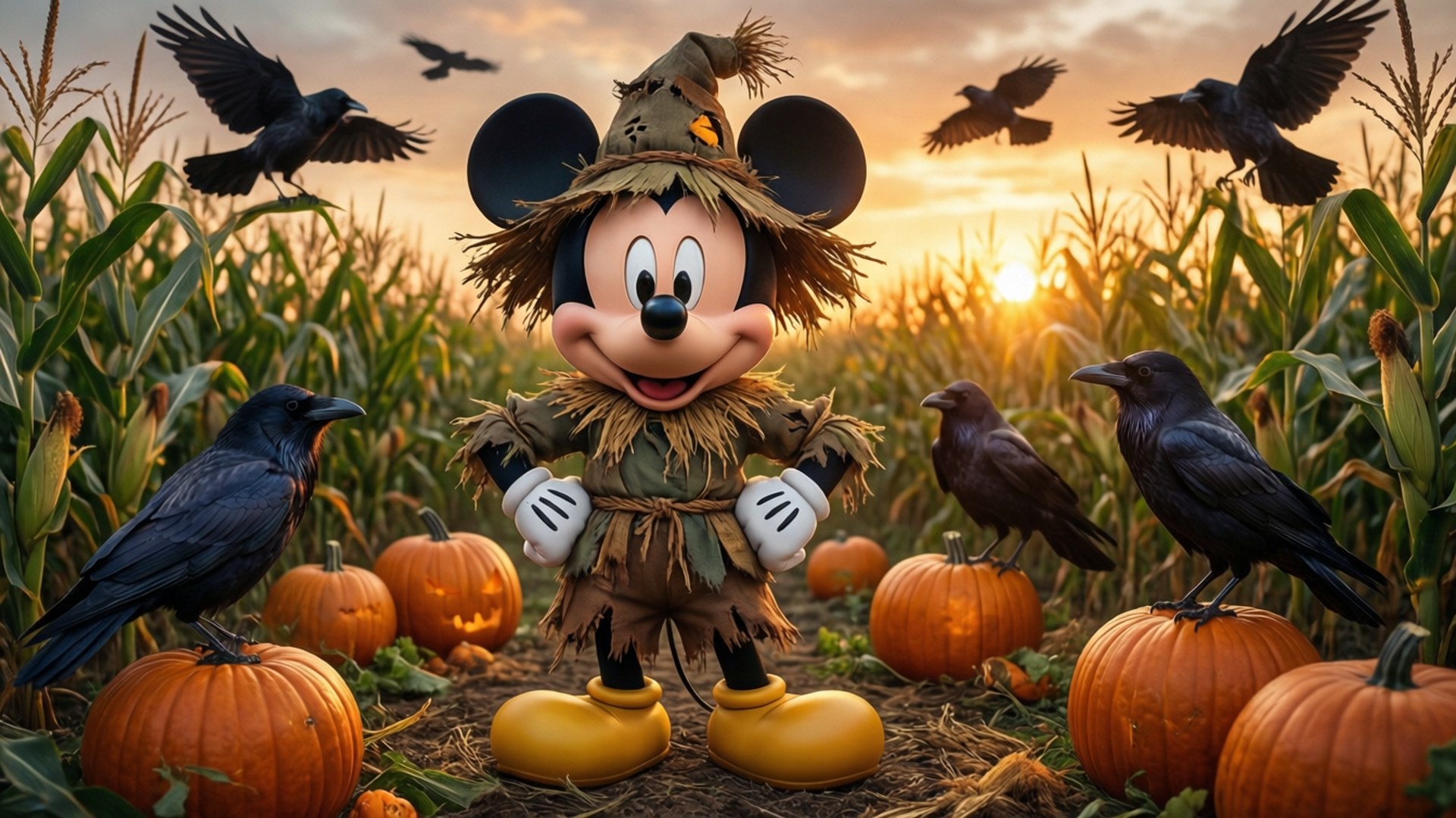 Korkuluk Mickey Tarlası Duvar Kağıdı