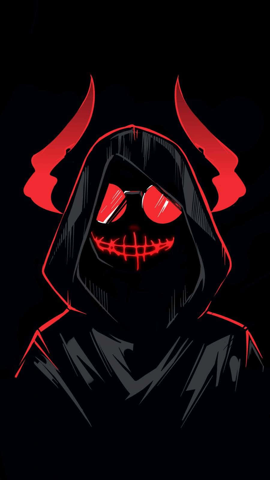 Korkunç Anime Şeytanı Kırmızı Boynuzlu Duvar Kağıdı
