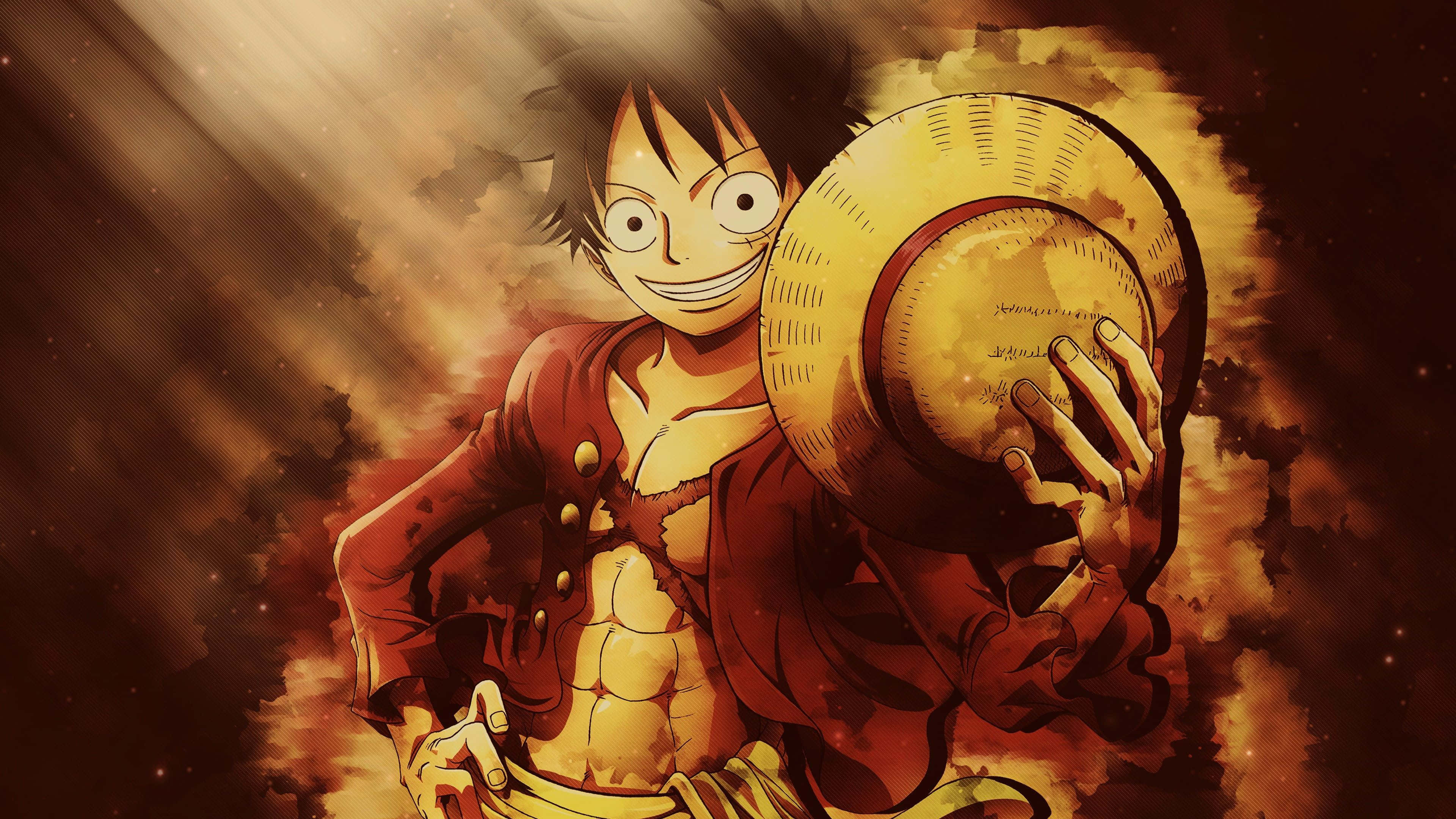 Korsan Kral Luffy Görevinde Şapkasını Taşıyor Duvar Kağıdı