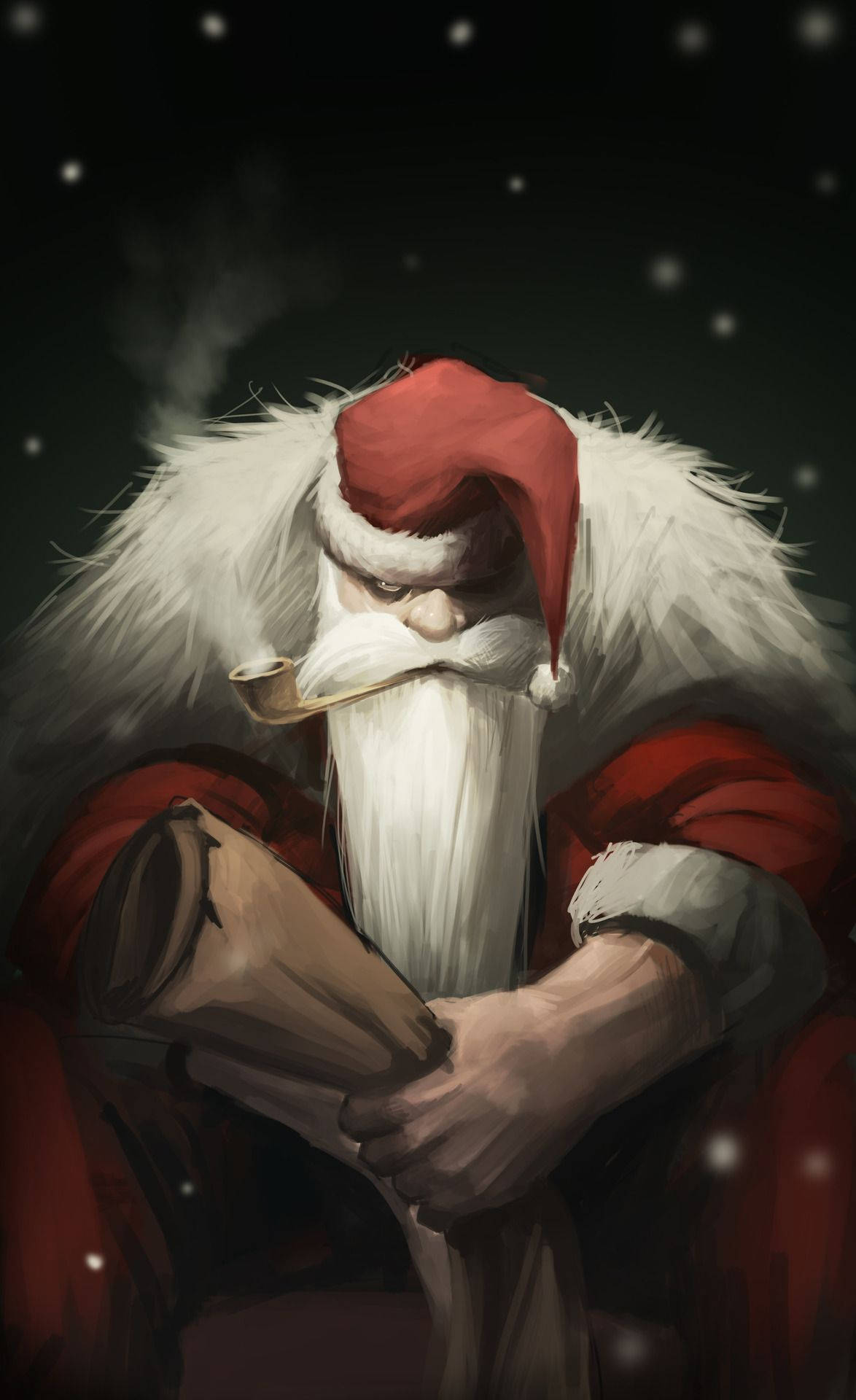 Kötü Noel Baba Pipo İçiyor Duvar Kağıdı