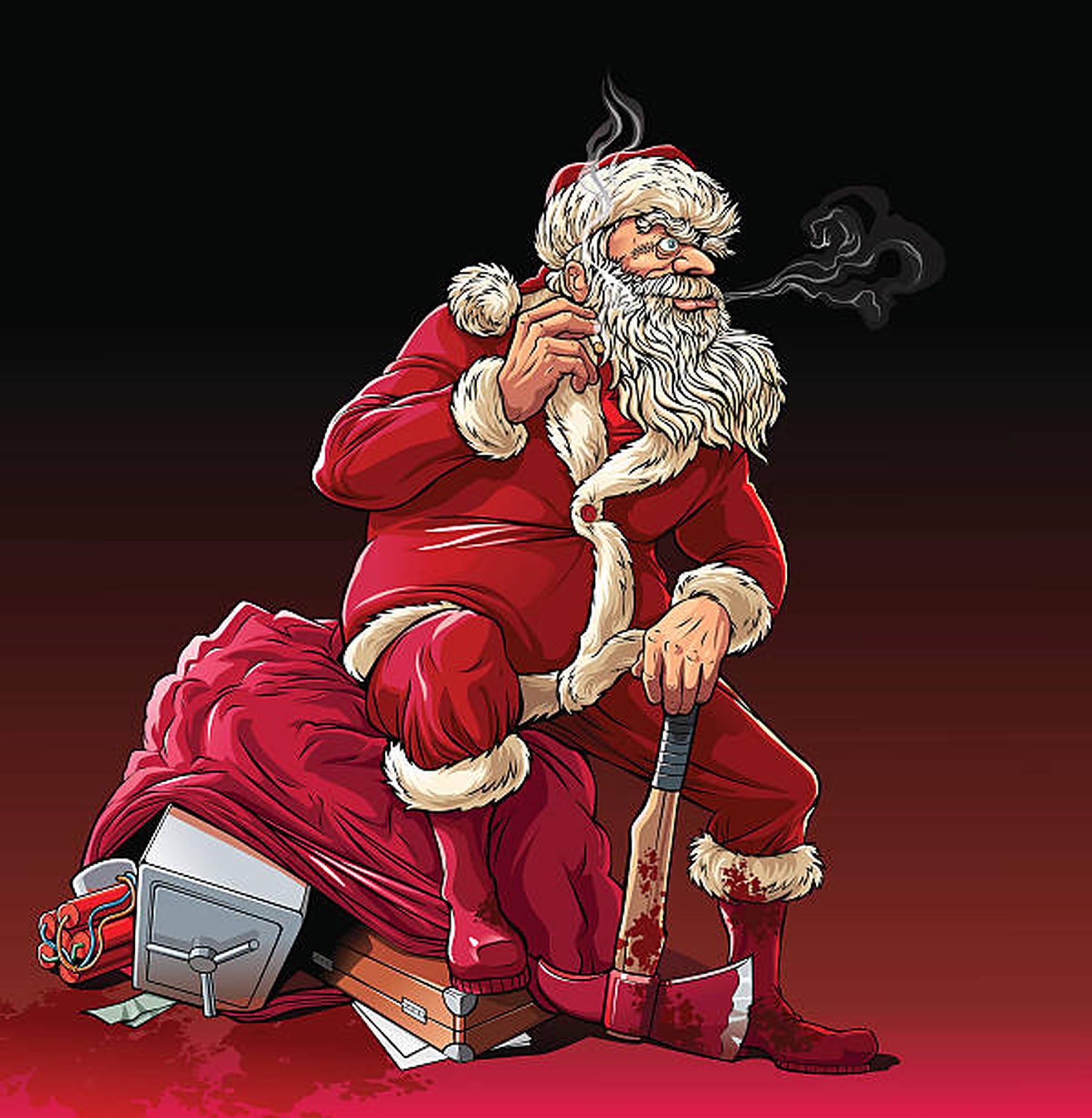 Kötü Noel Baba Soygun Çuvalı Duvar Kağıdı