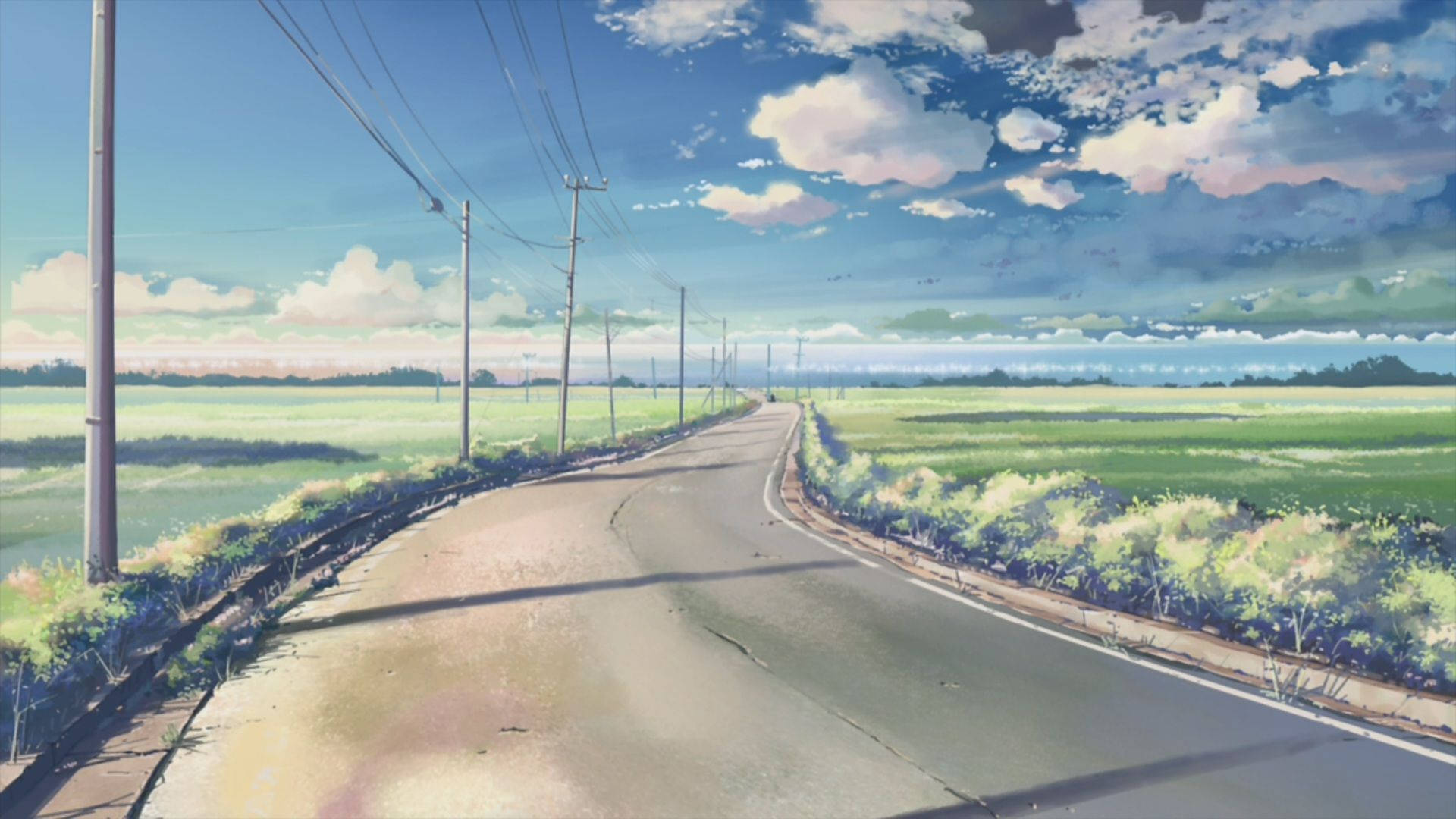 Köy Yolu Anime Manzarası Duvar Kağıdı