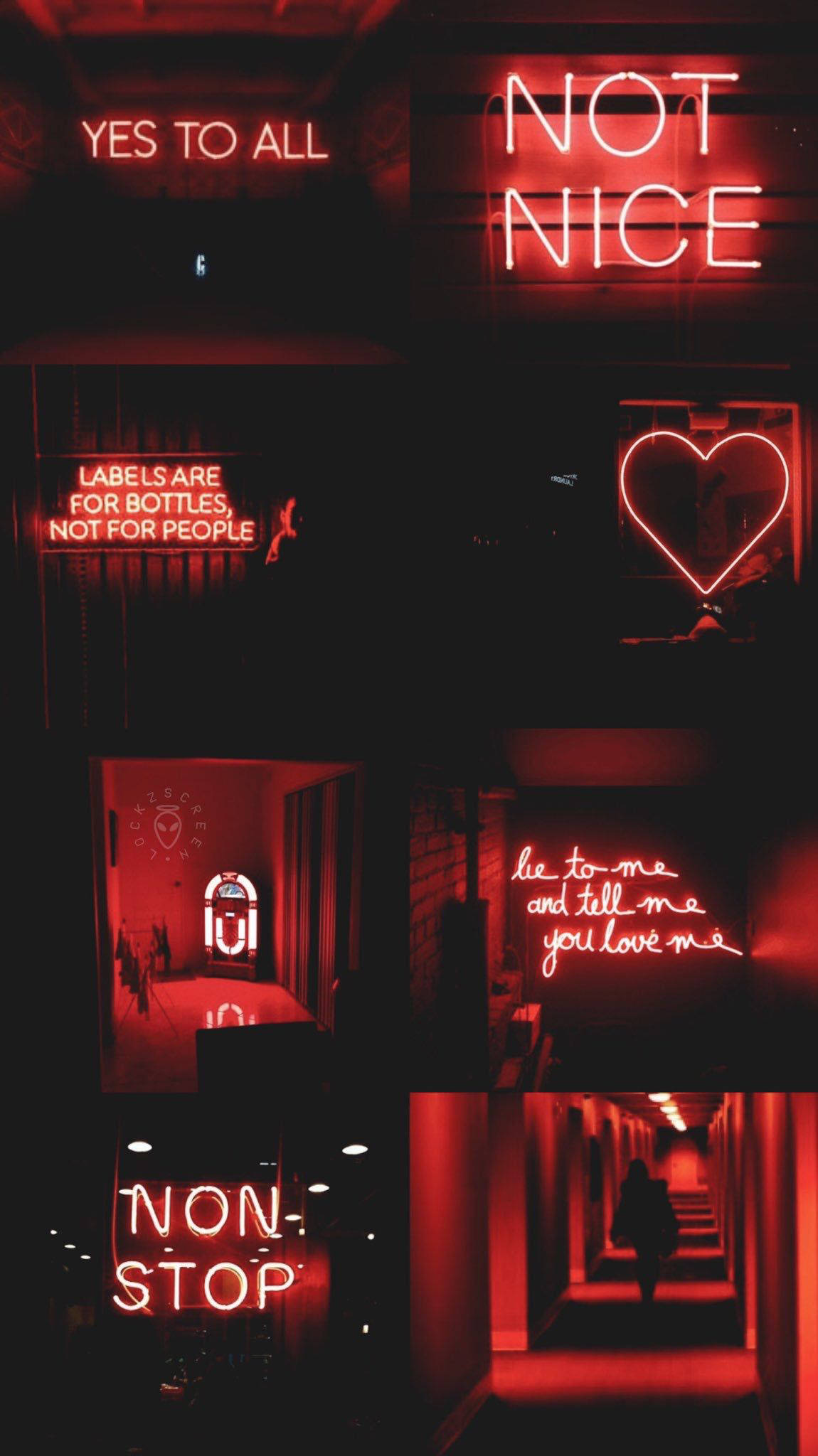 Koyu Kırmızı Estetik Neon Duvar Kağıdı