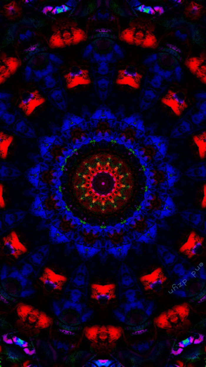 Koyu Trippy Kırmızı ve Mavi Daireler Duvar Kağıdı