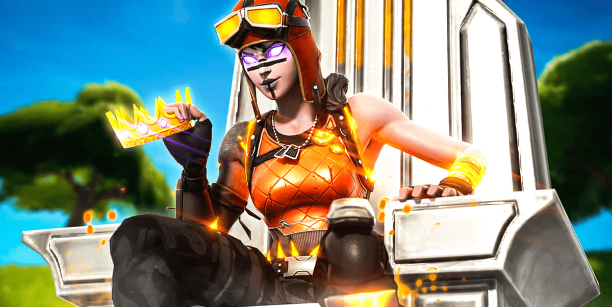 Kraliçe Blaze Fortnite Tahtta Oturuyor Duvar Kağıdı