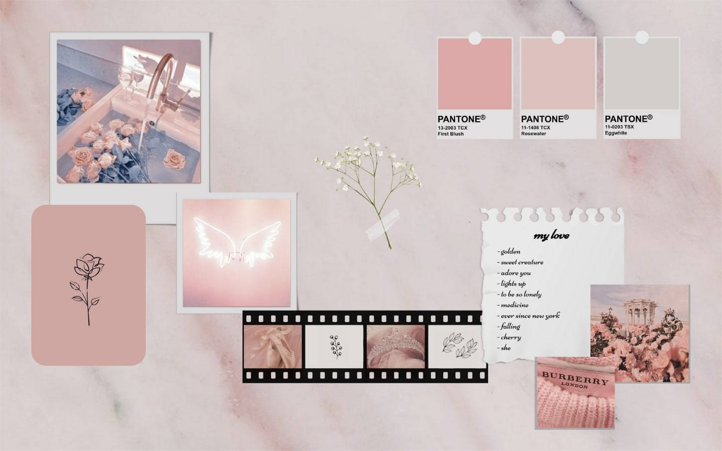 Krem ve Pembe Pinterest Laptop Duvar Kağıdı