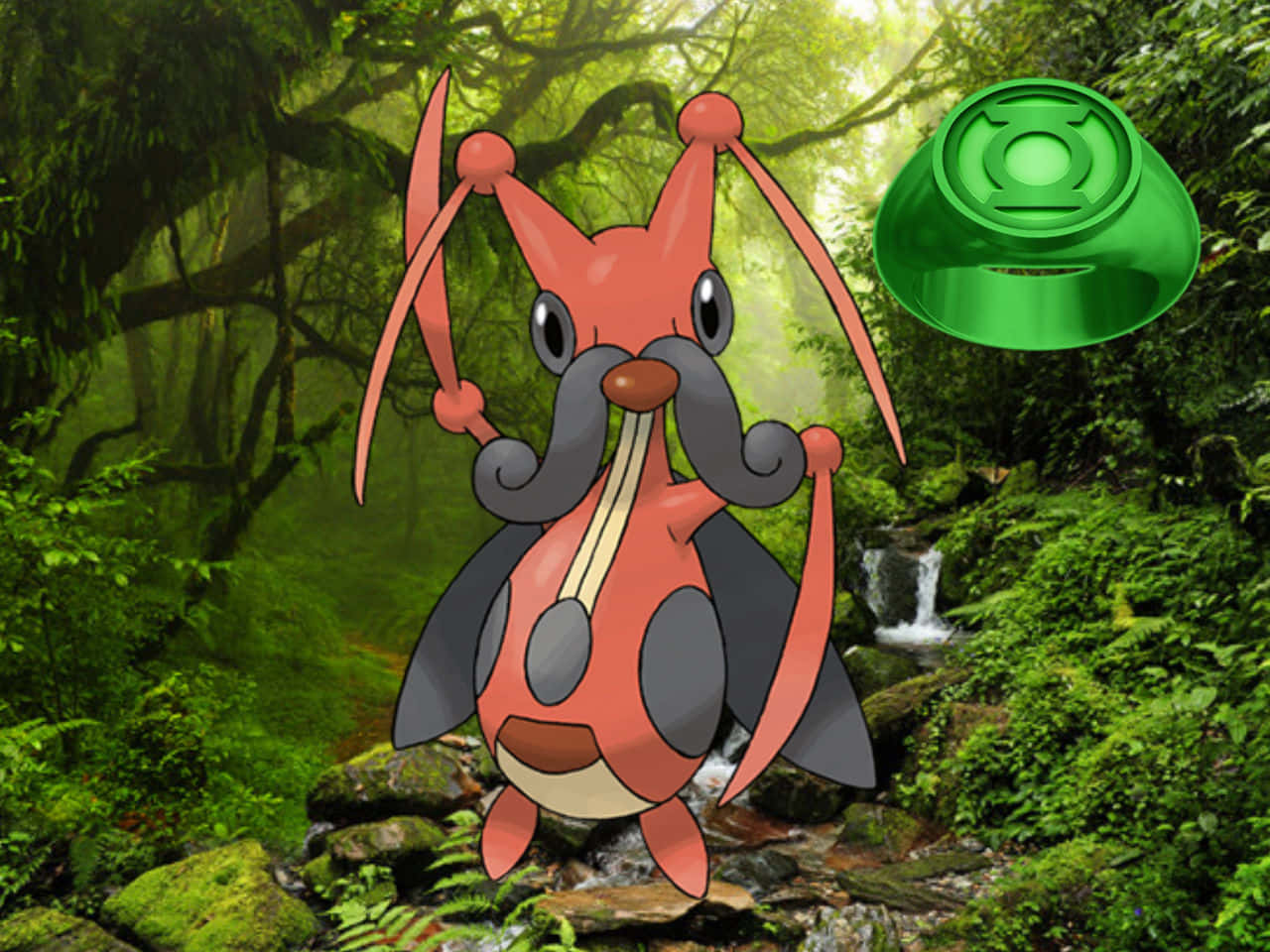 Kricketune Pokemon Doğa Arka Planıyla Duvar Kağıdı