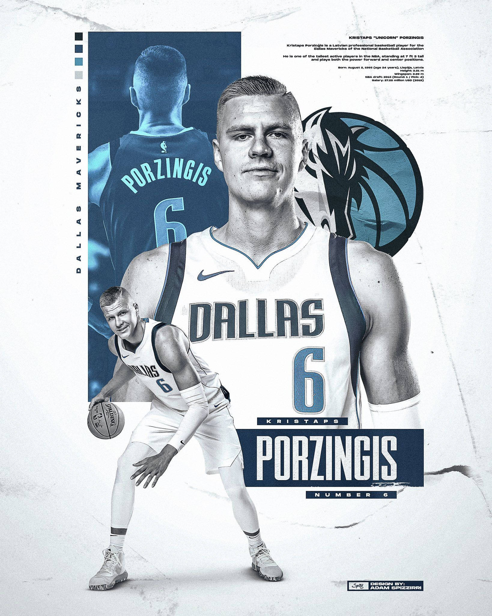 Kristaps Porzingis Dallas Mavericks Posteri Duvar Kağıdı