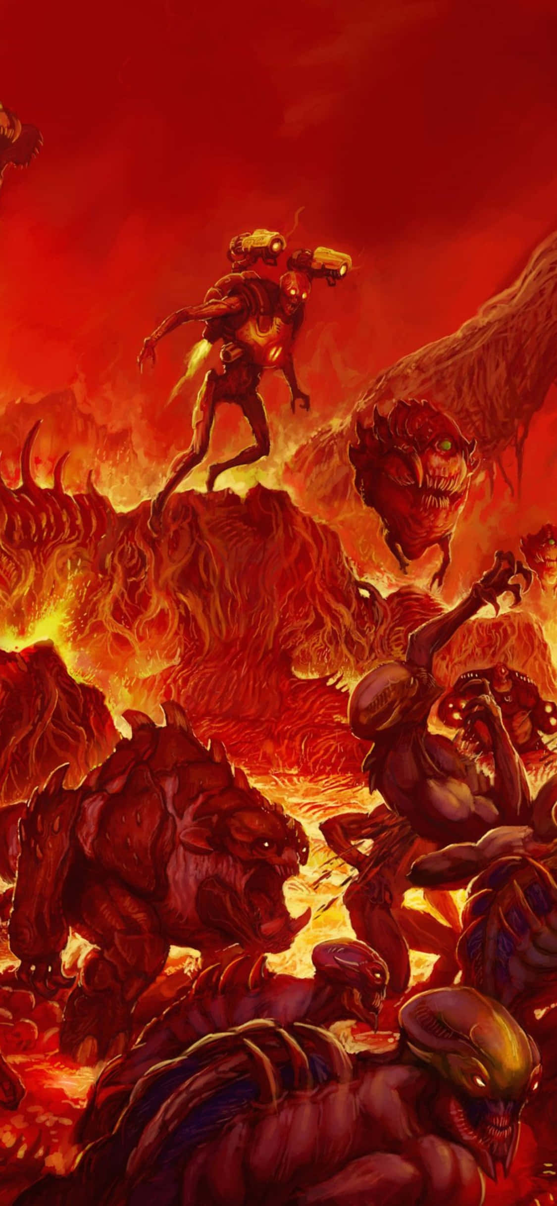 Kırmızı Cehennem Doom iPhone Xs Arka Plan Duvar Kağıdı