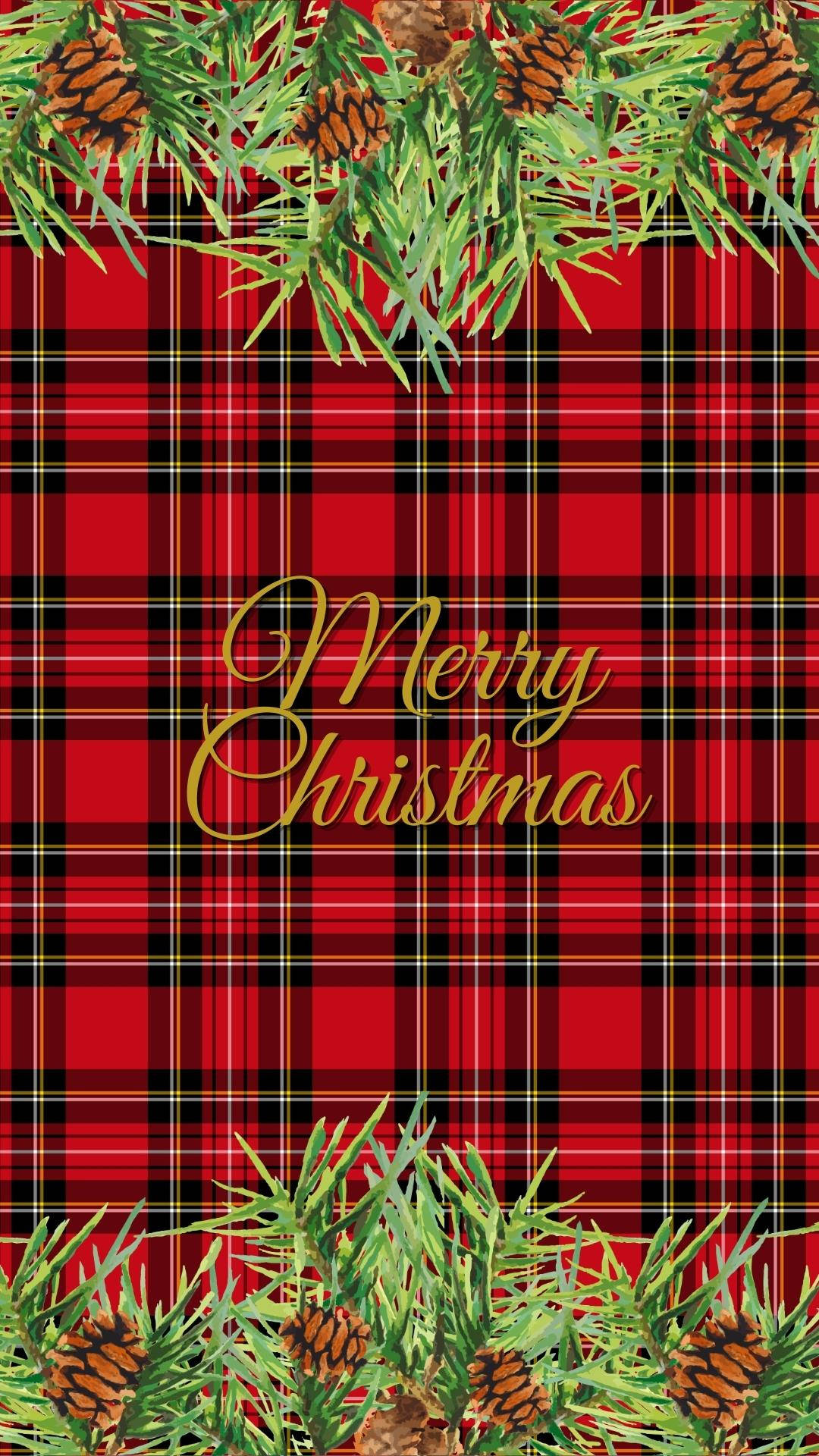 Kırmızı Ekose Desenli Noel iPhone Duvar Kağıdı