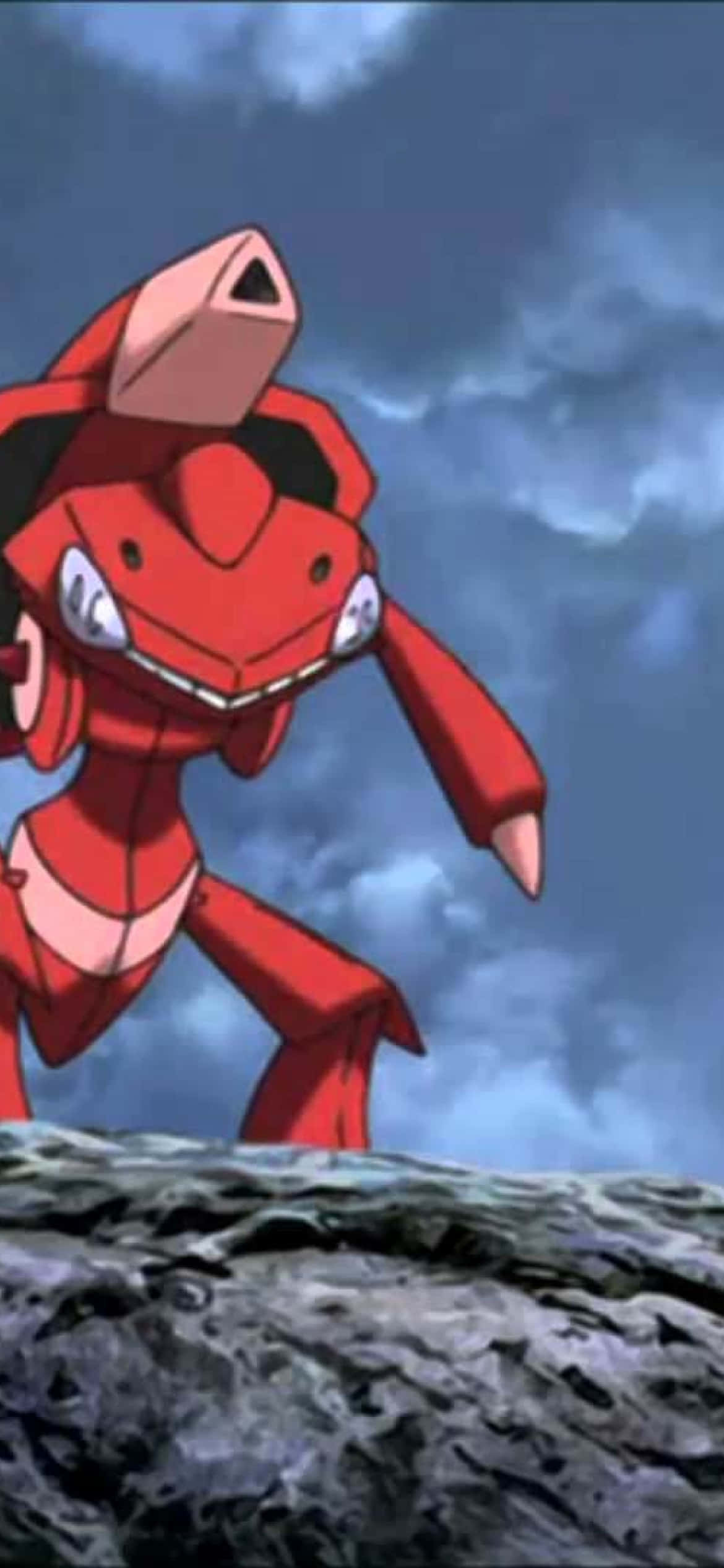 Kırmızı Genesect Pokemon Kayanın Üzerinde Duruyor Duvar Kağıdı
