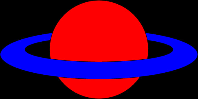 Kırmızı Gezegen Mavi Halkalar Grafik Duvar Kağıdı
