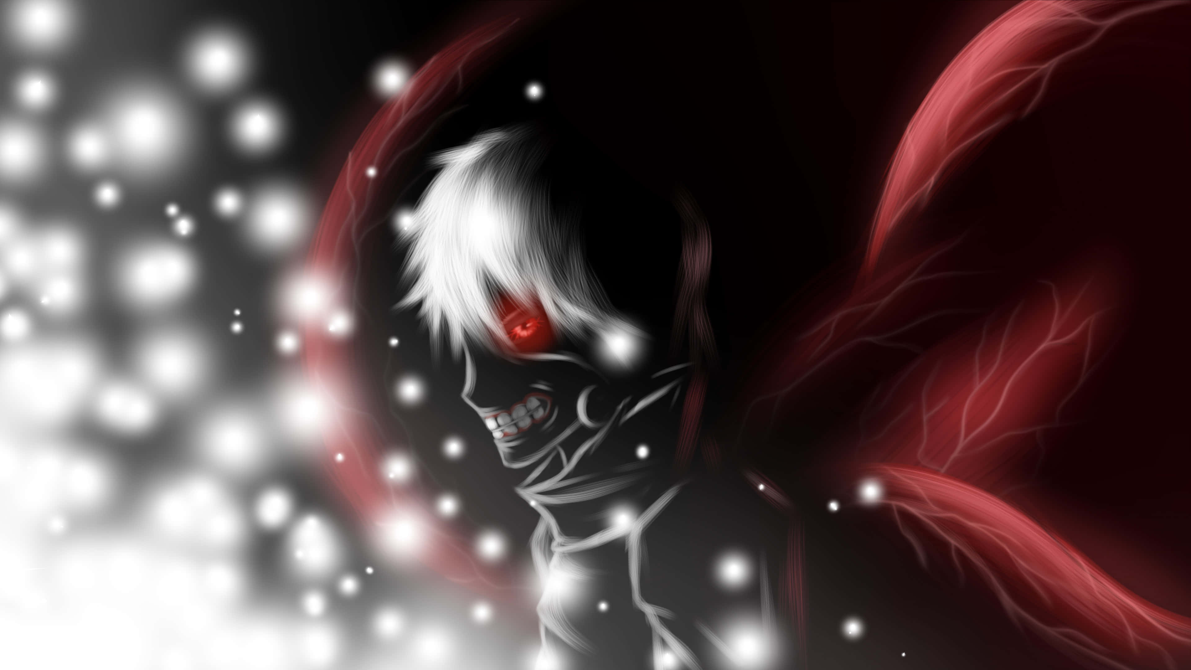kırmızı kanatlı siyah beyaz bir anime karakteri Duvar Kağıdı