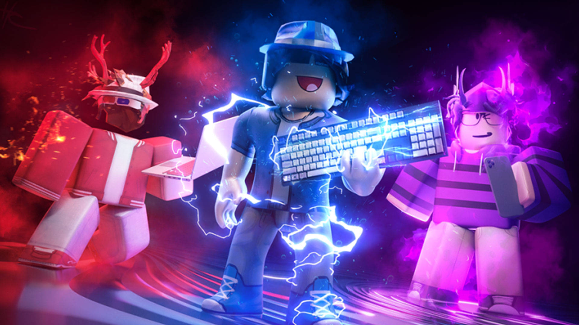 Kırmızı, Mavi ve Mor Havalı Roblox Duvar Kağıdı