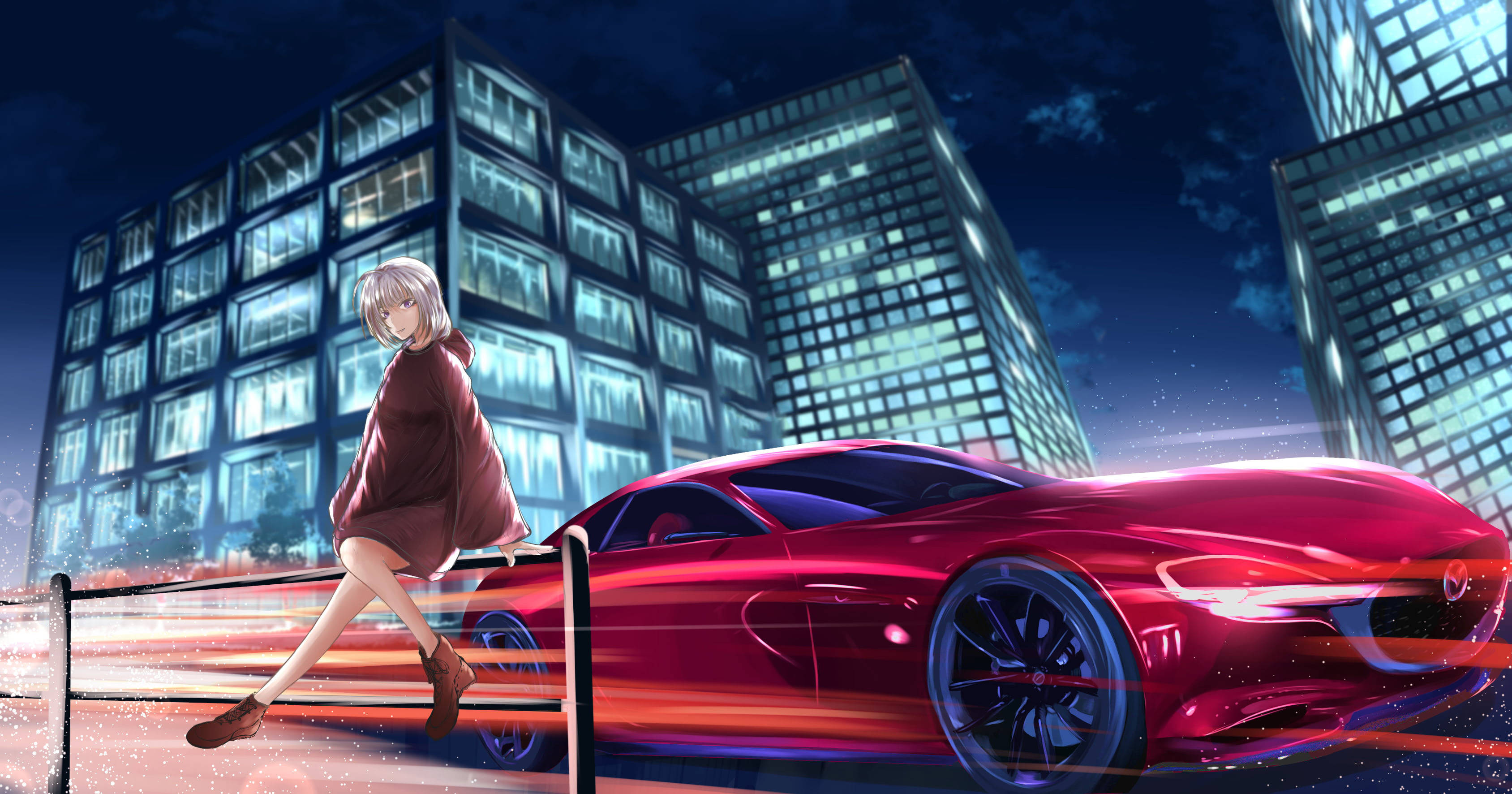 Kırmızı Mazda Anime Araba Duvar Kağıdı