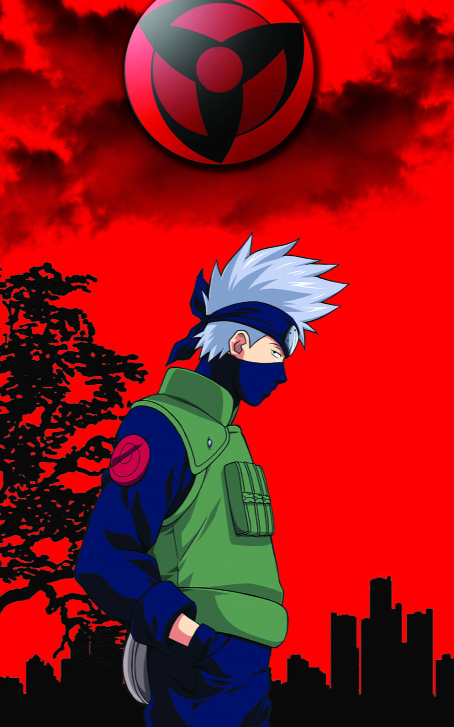 Kırmızı Sanat Soğukkanlı Kakashi Duvar Kağıdı