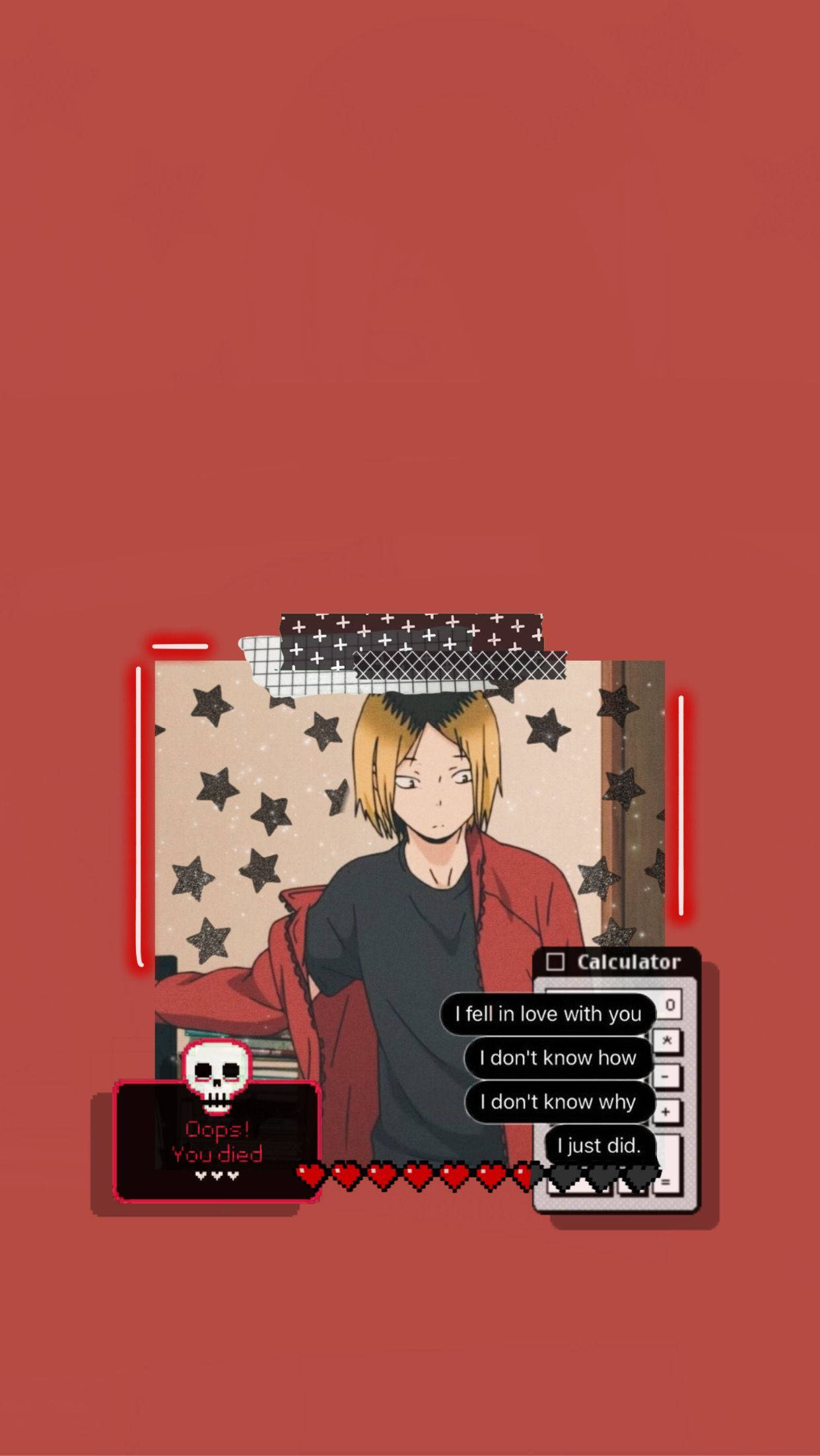 Kırmızı Temalı Kenma Duvar Kağıdı