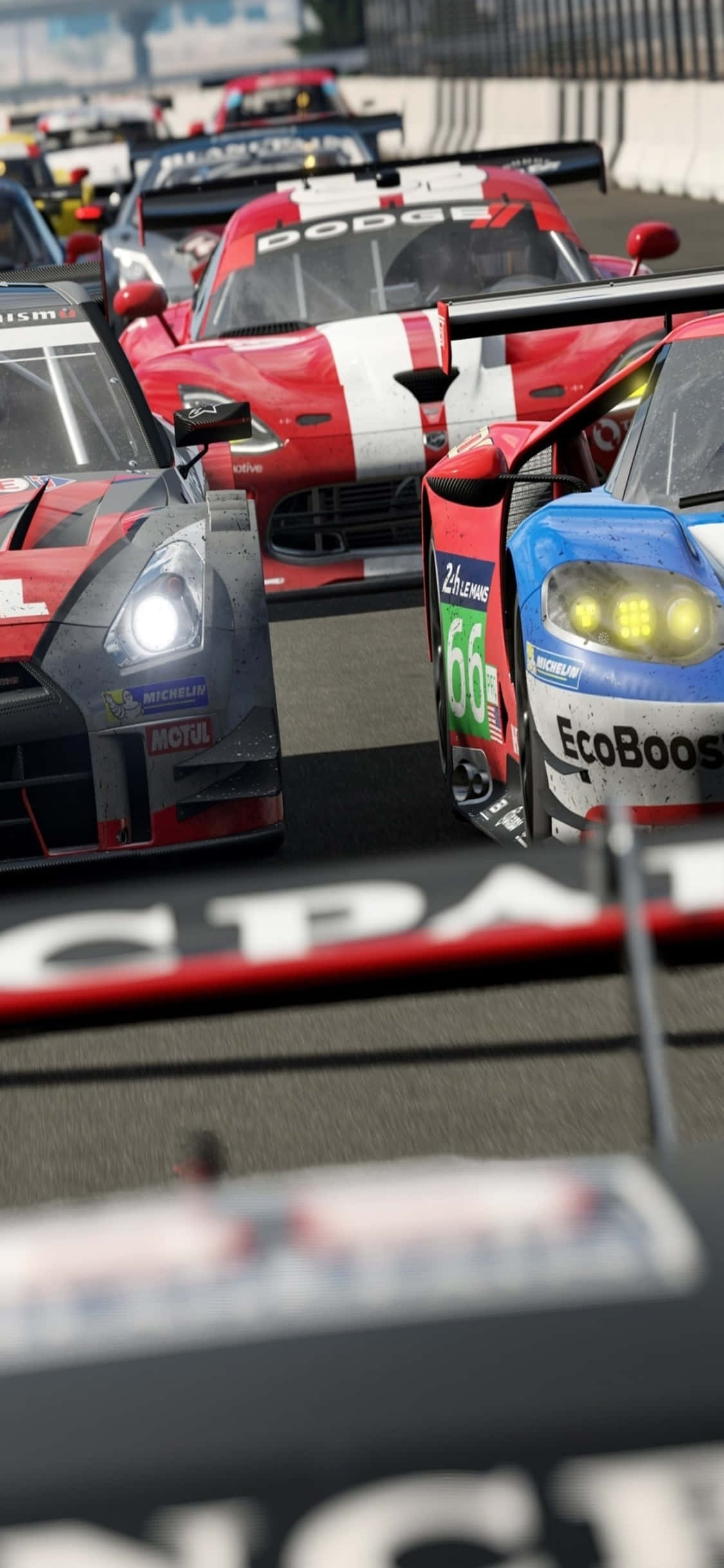Kırmızı ve Beyaz Ford GT iPhone X Forza Motorsport 7 Arka Planı Duvar Kağıdı