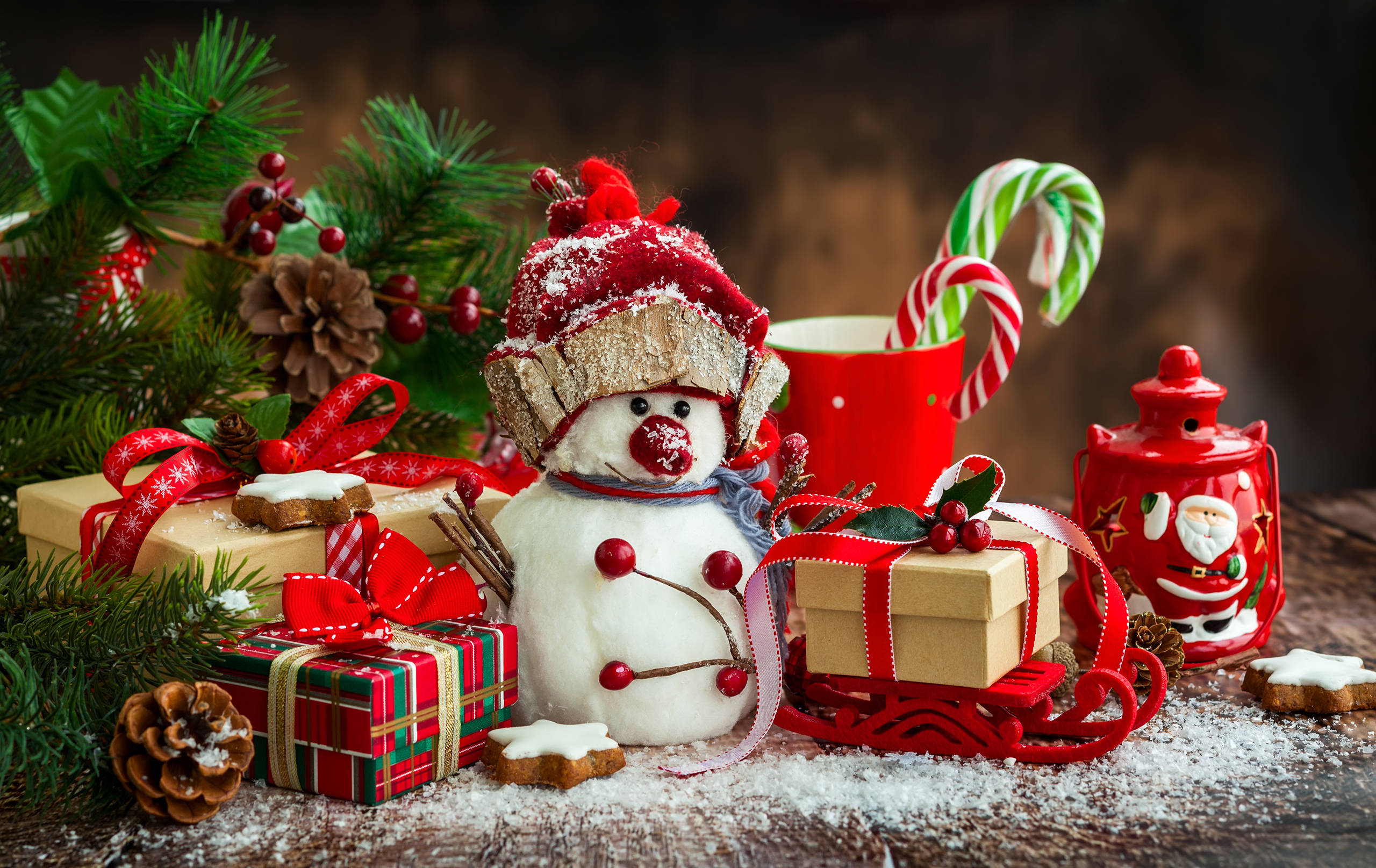 Küçük Kardan Adam Noel Hediyeleri Duvar Kağıdı