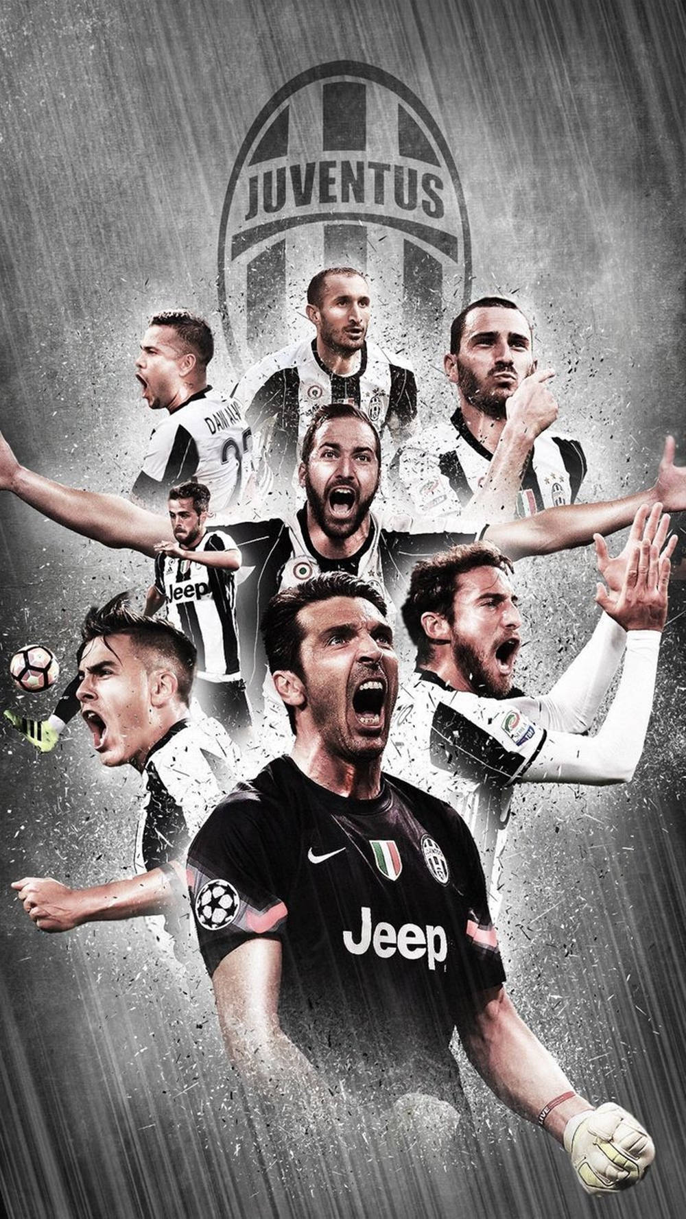 Kükreyen Juventus Futbolcuları İllüstrasyonu Duvar Kağıdı