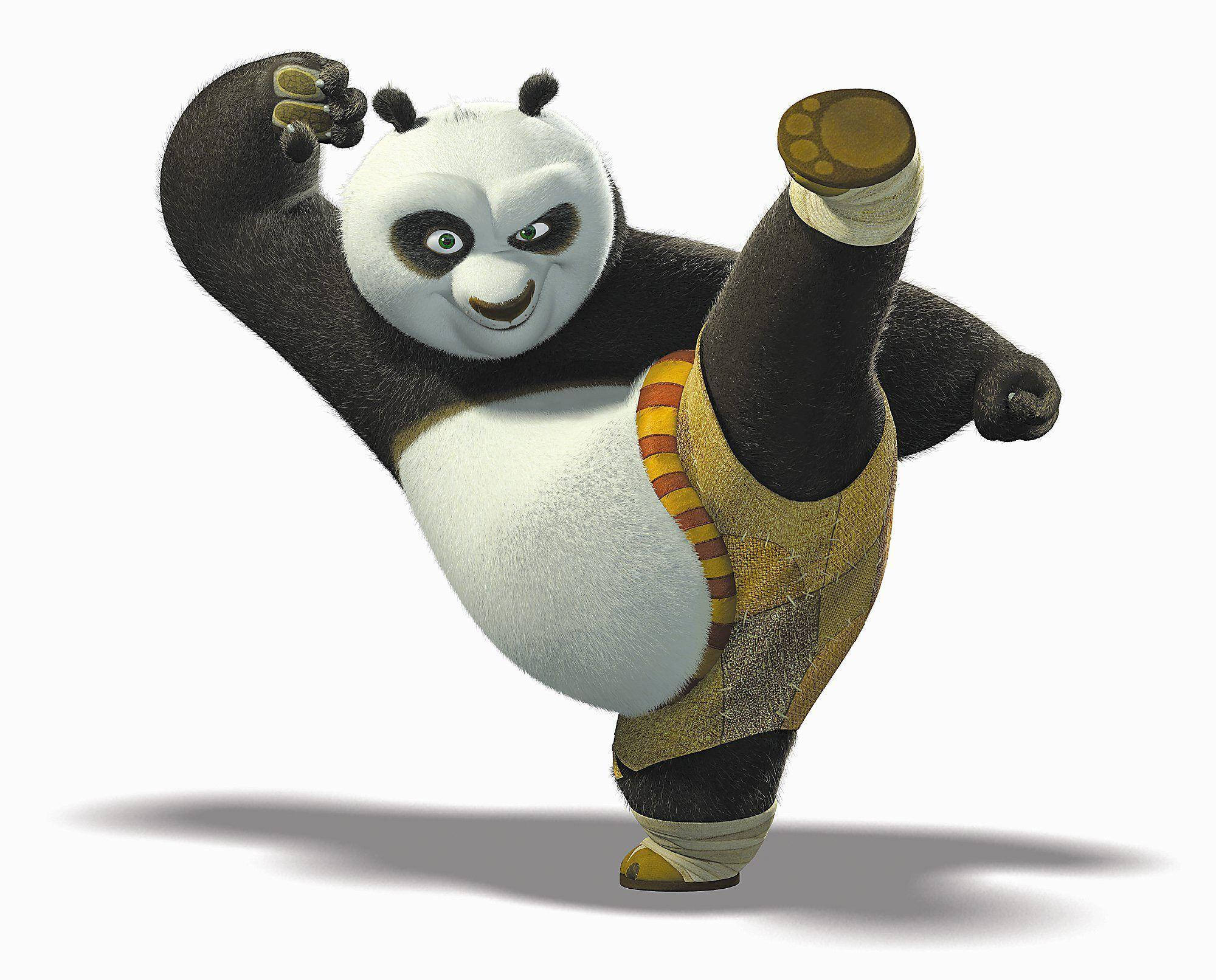 Kung Fu Panda Beyaz Arka Plana Tekme Atıyor Duvar Kağıdı
