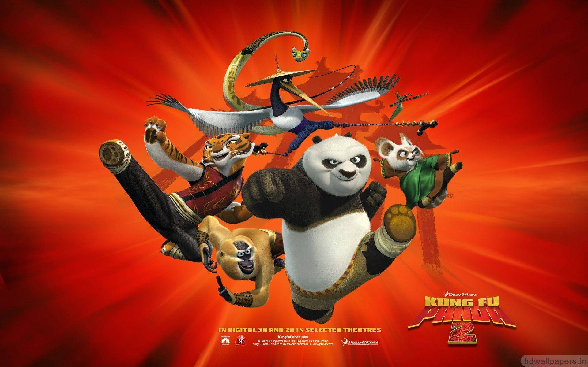 Kung Fu Panda ve Öfkeli Beşli ile Zıplayış Duvar Kağıdı