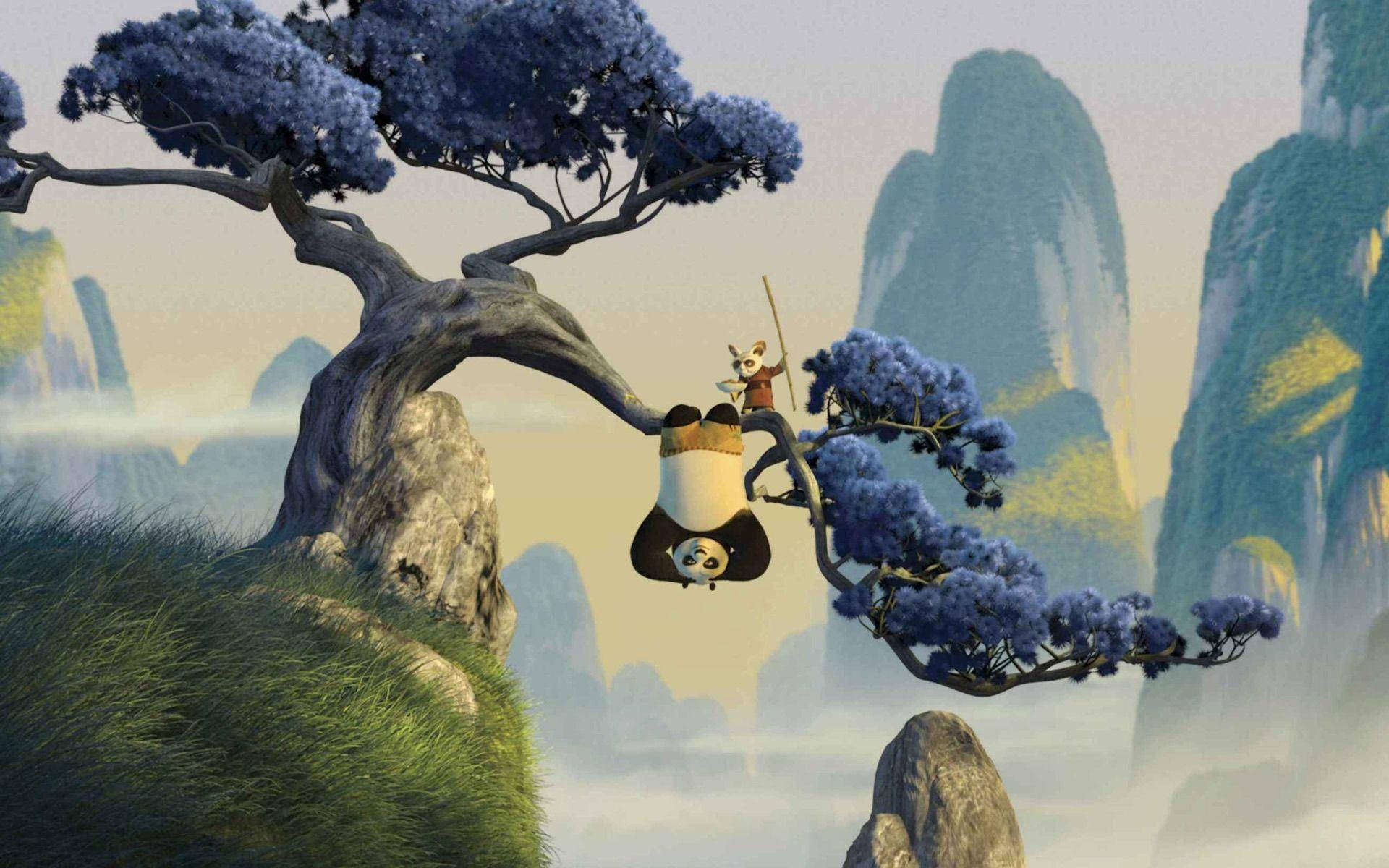 Kung Fu Panda ve Shifu Birlikte Antrenman Yapıyor Duvar Kağıdı