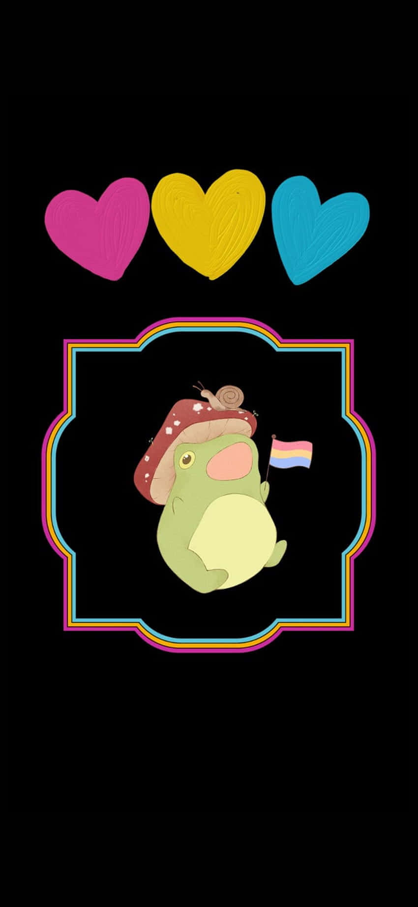 Kurbağa Sevimli LGBT Bayrağı Tutuyor Dijital İllüstrasyon Duvar Kağıdı