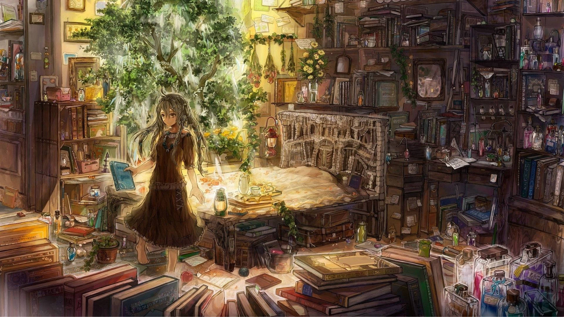 Kütüphane Anime Odası Duvar Kağıdı