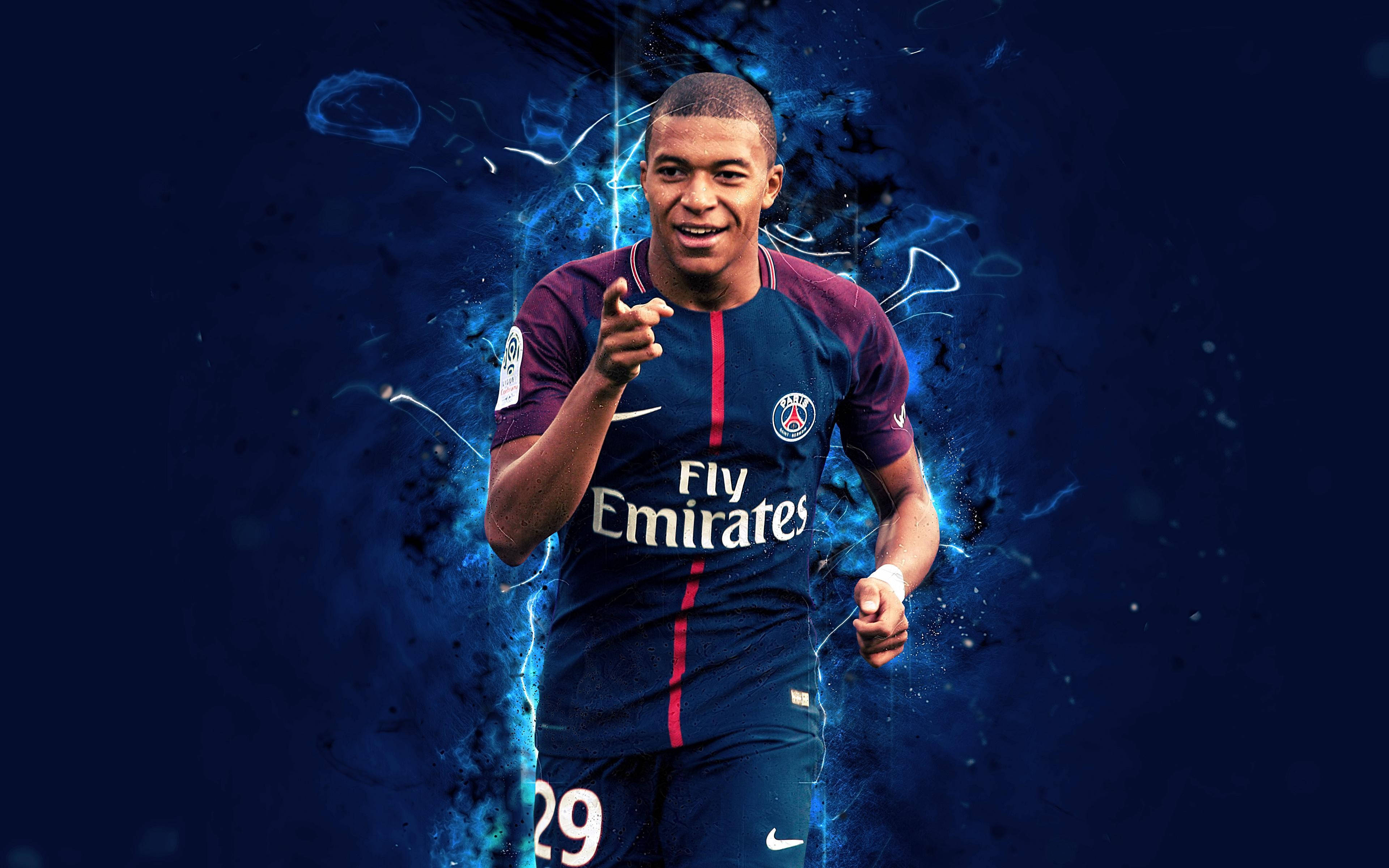 Kylian Mbappe 4K Mavi Estetik Duvar Kağıdı