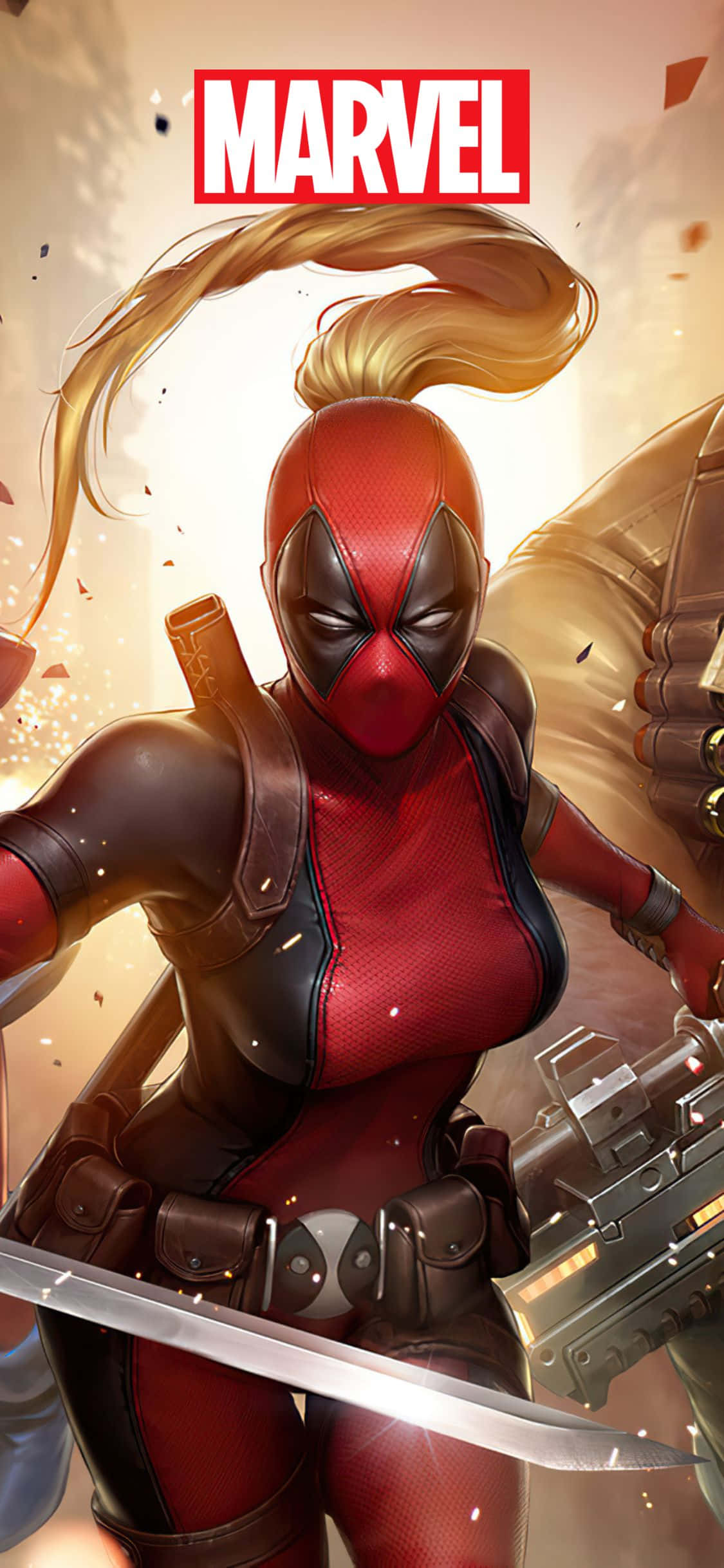 Lady Deadpool iPhone XS Marvel Duvar Kağıdı