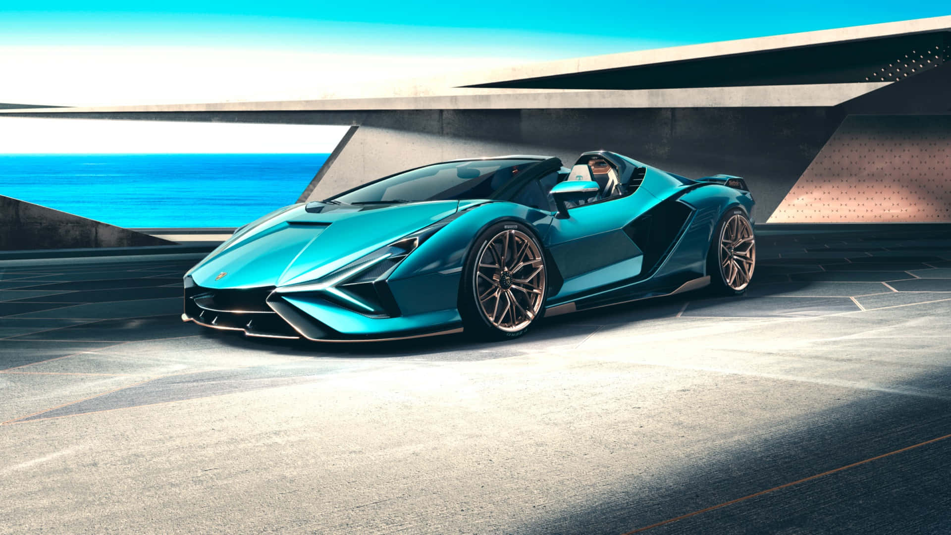 Lamborghini Huracan bir binanın önünde park halinde Duvar Kağıdı