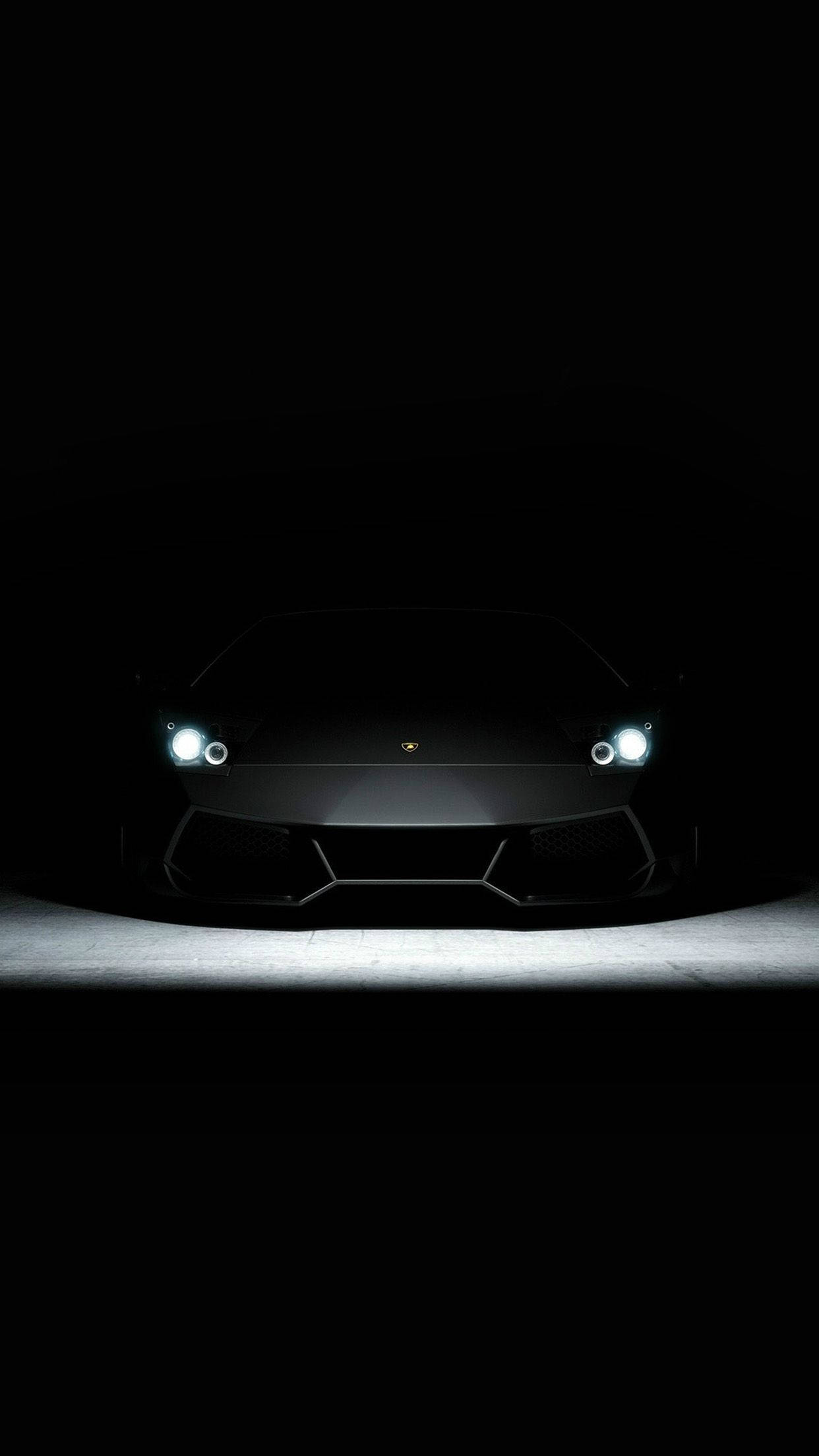 Lamborghini iPhone Siyah Estetik Beyaz Farlar Duvar Kağıdı