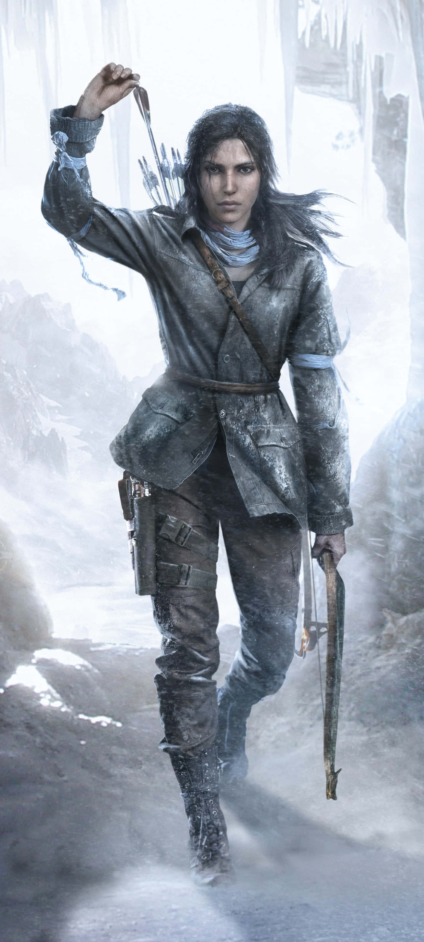 Lara Croft, iPhone 5s'inde en saf ganimeti aramak için tehlikeli ormanlarda geziyor Duvar Kağıdı