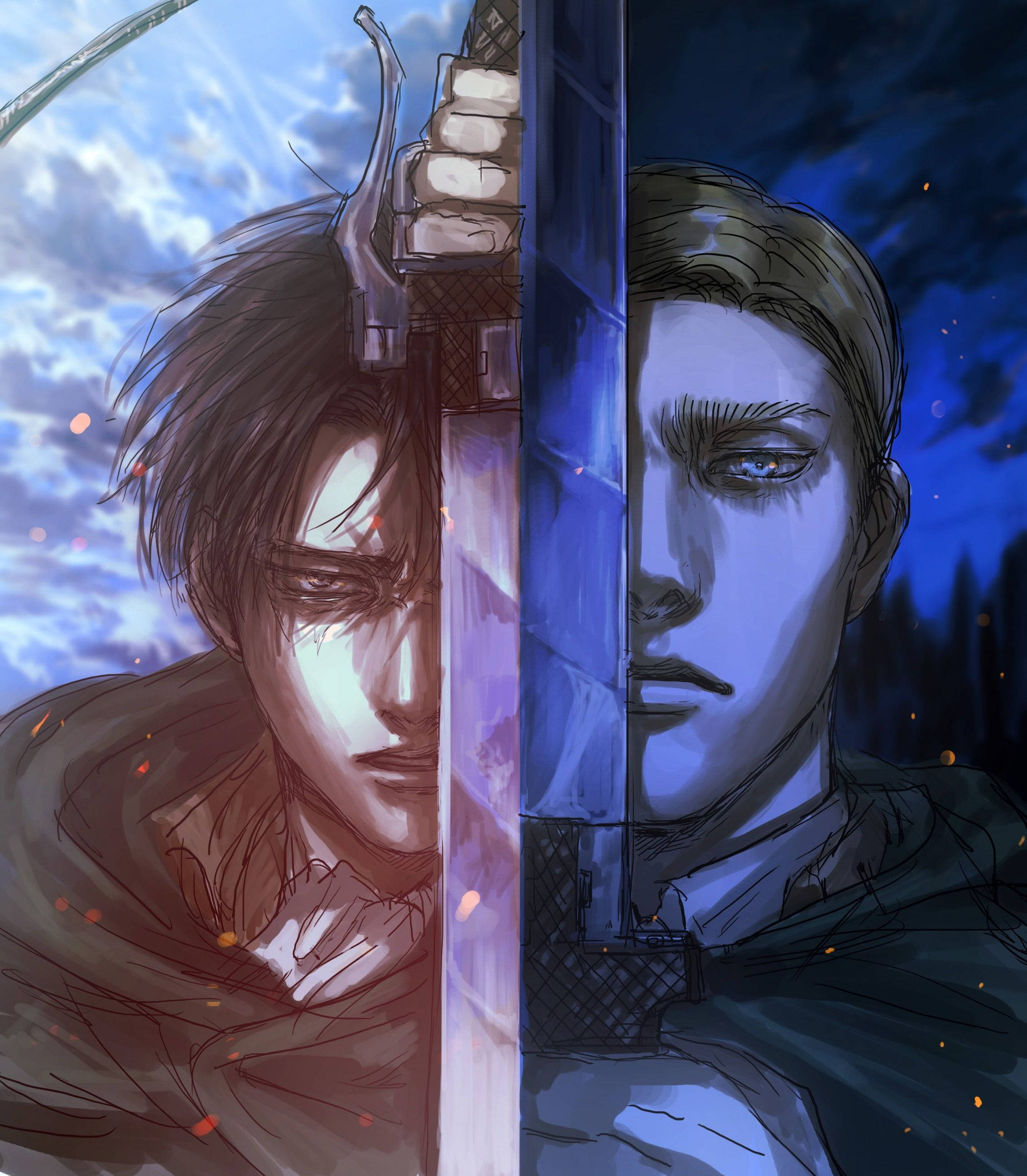 Levit Ackerman ve Erwin Smith Savaşmak İçin Birleşiyor Duvar Kağıdı