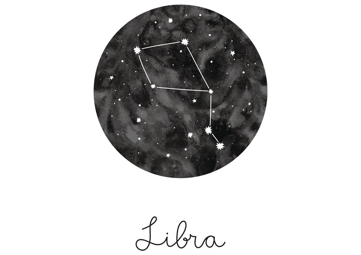Libra Sevimli Siyah Takımyıldızı Duvar Kağıdı