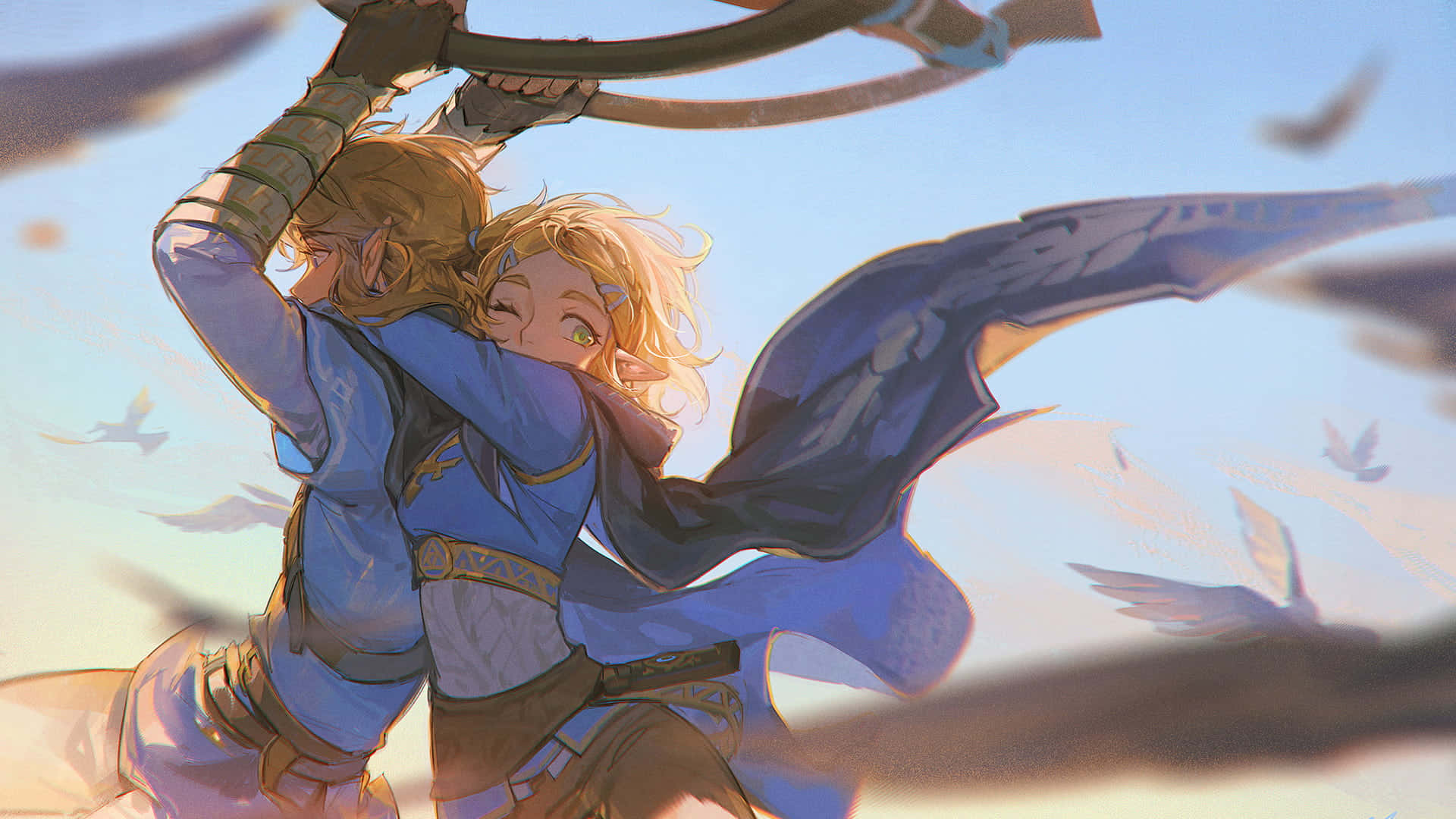 Link, Octorok ile savaşıyor - The Legend of Zelda Duvar Kağıdı
